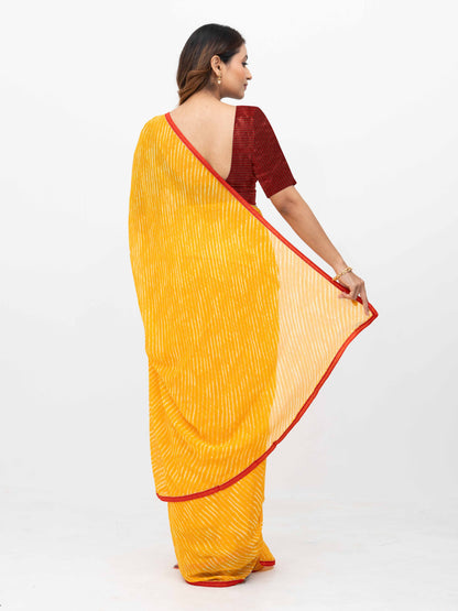 Yellow Georgette Leheriya Saree