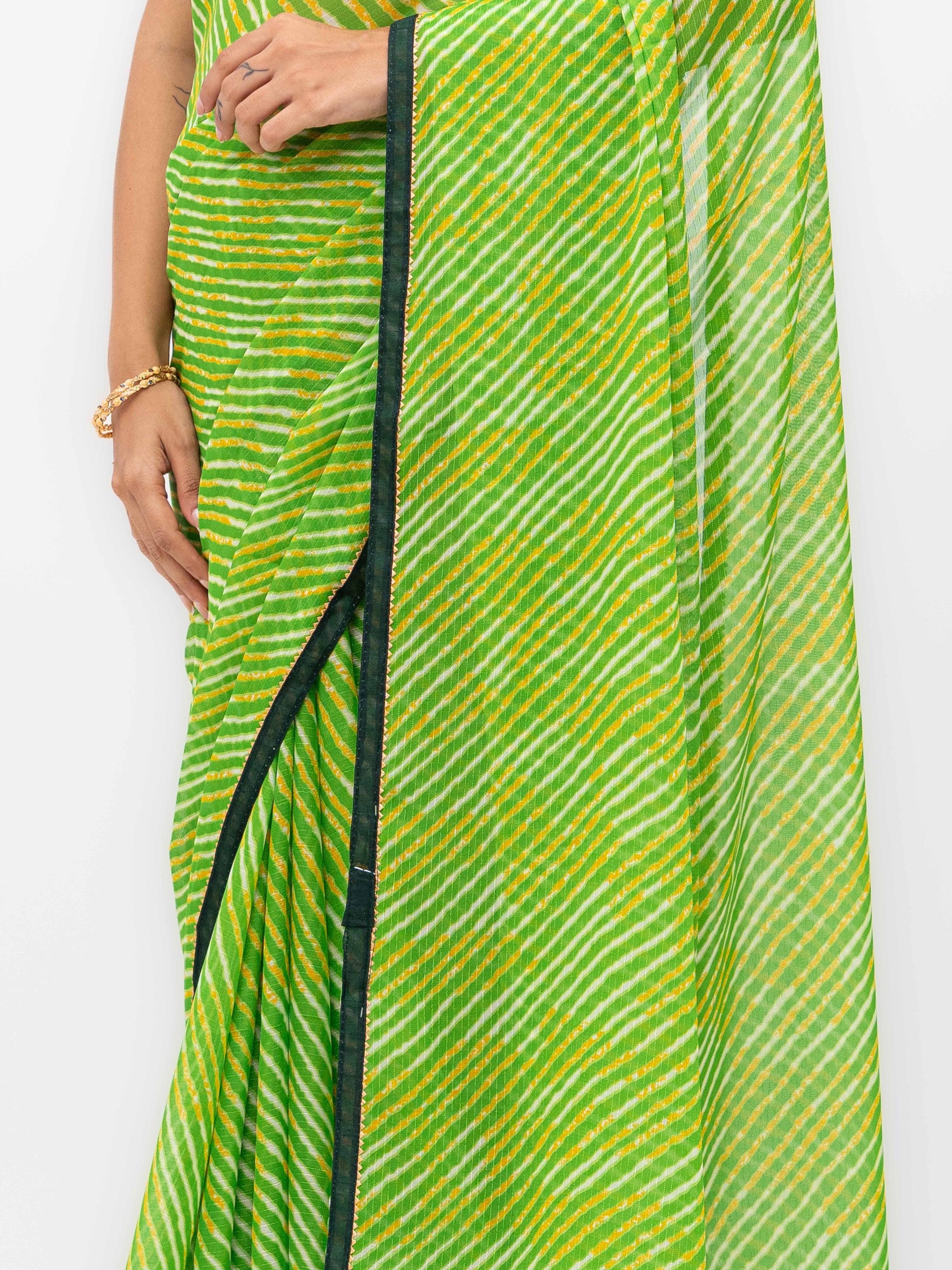 Green Georgette Leheriya Saree