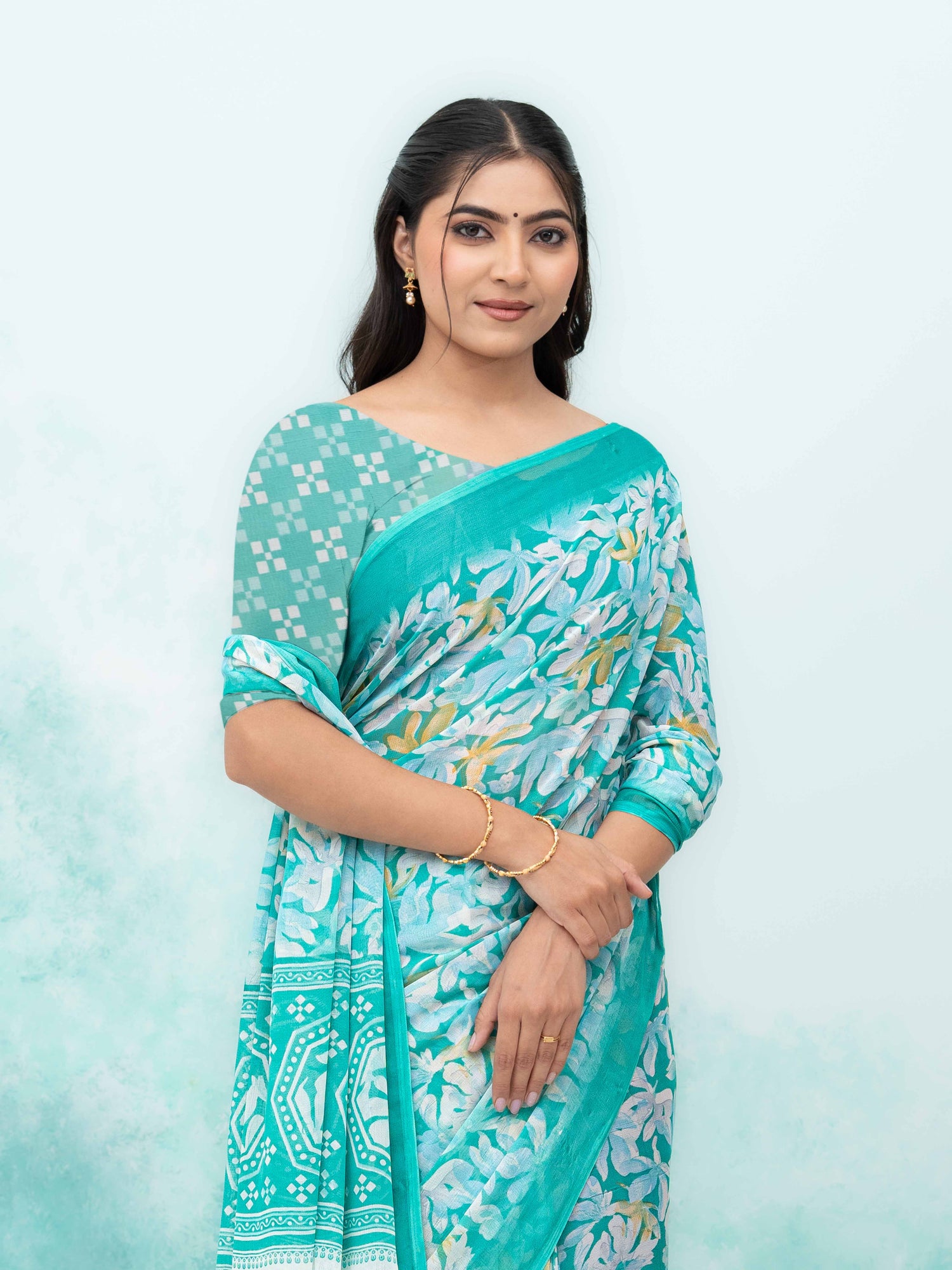 Mint Green Georgette Saree