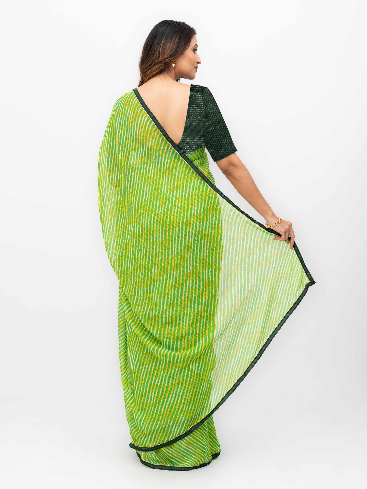 Green Georgette Leheriya Saree