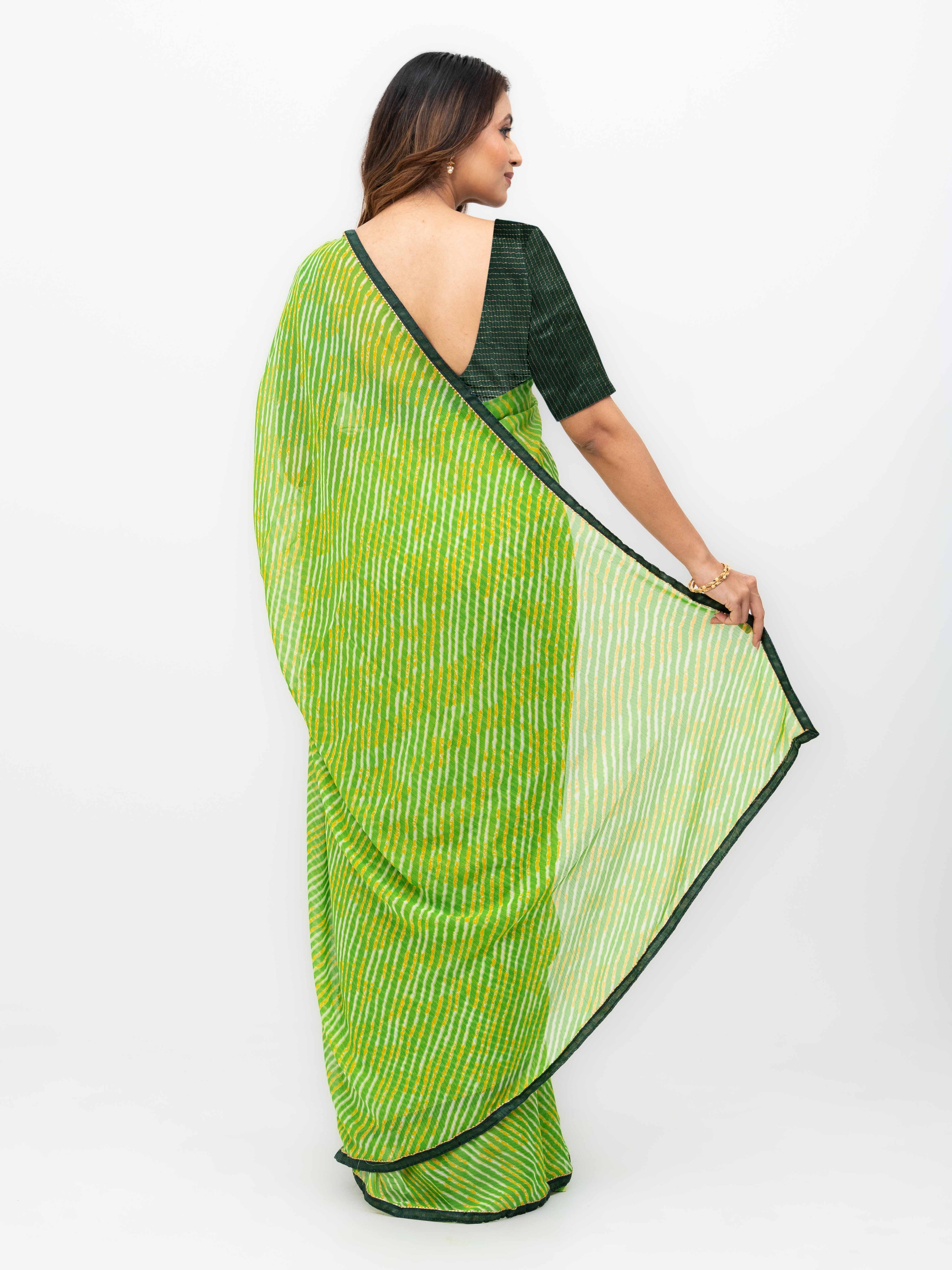 Green Georgette Leheriya Saree