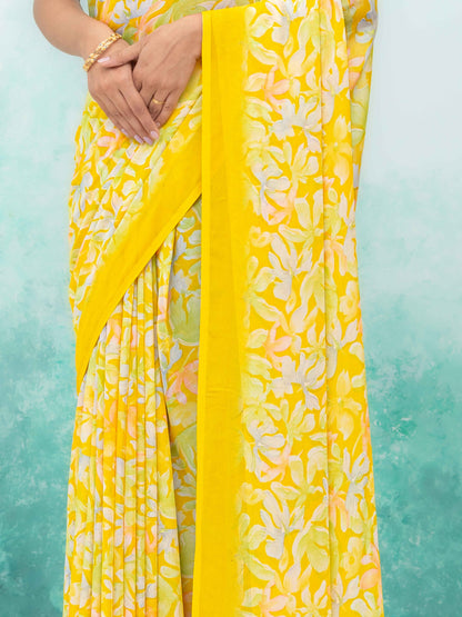 Yellow Georgette Saree