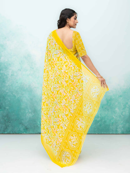 Yellow Georgette Saree