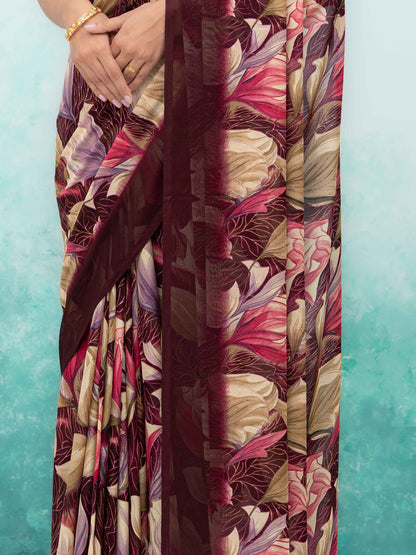 Purple Georgette Chiffon Saree