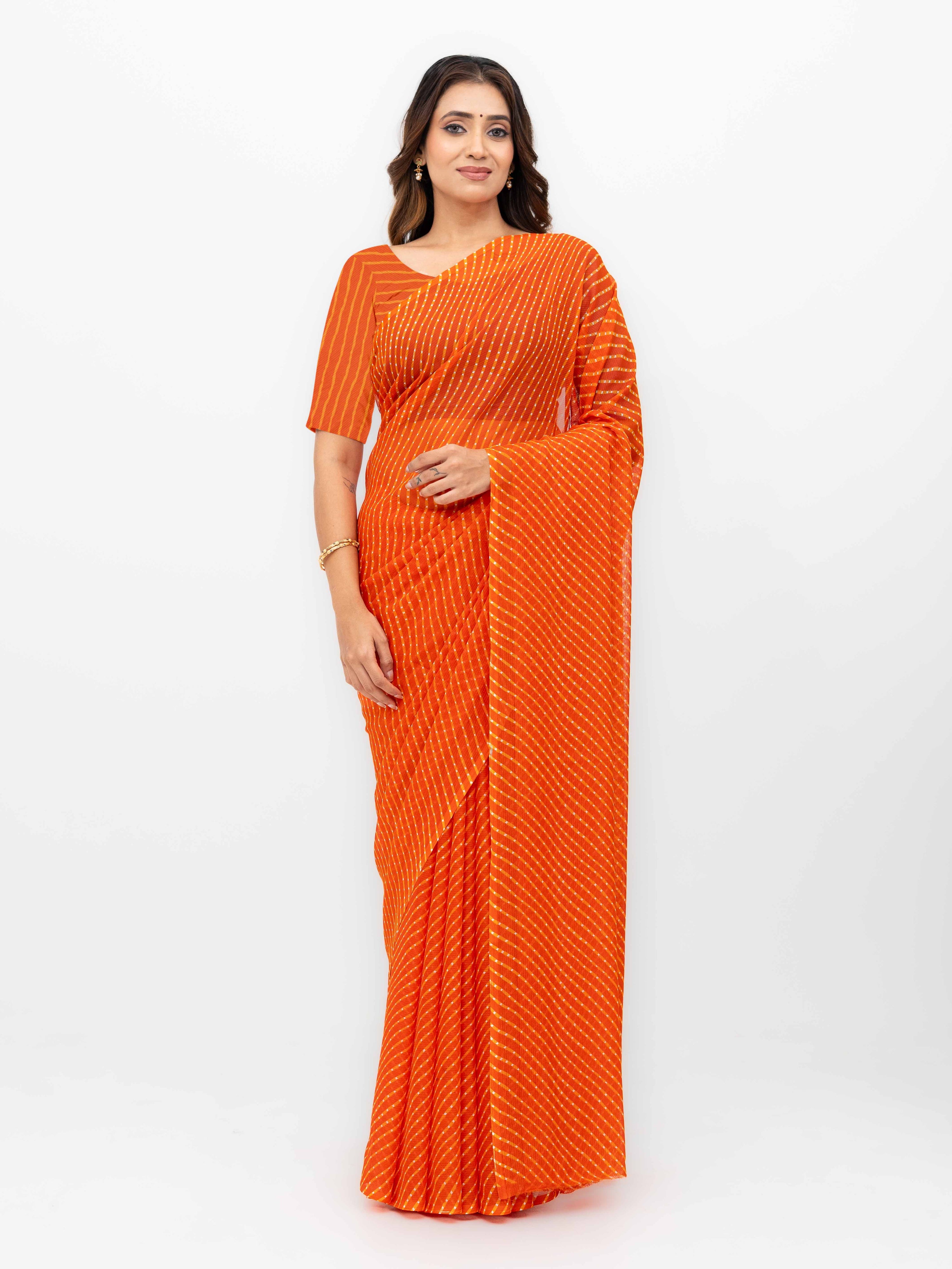 Orange Chiffon Saree