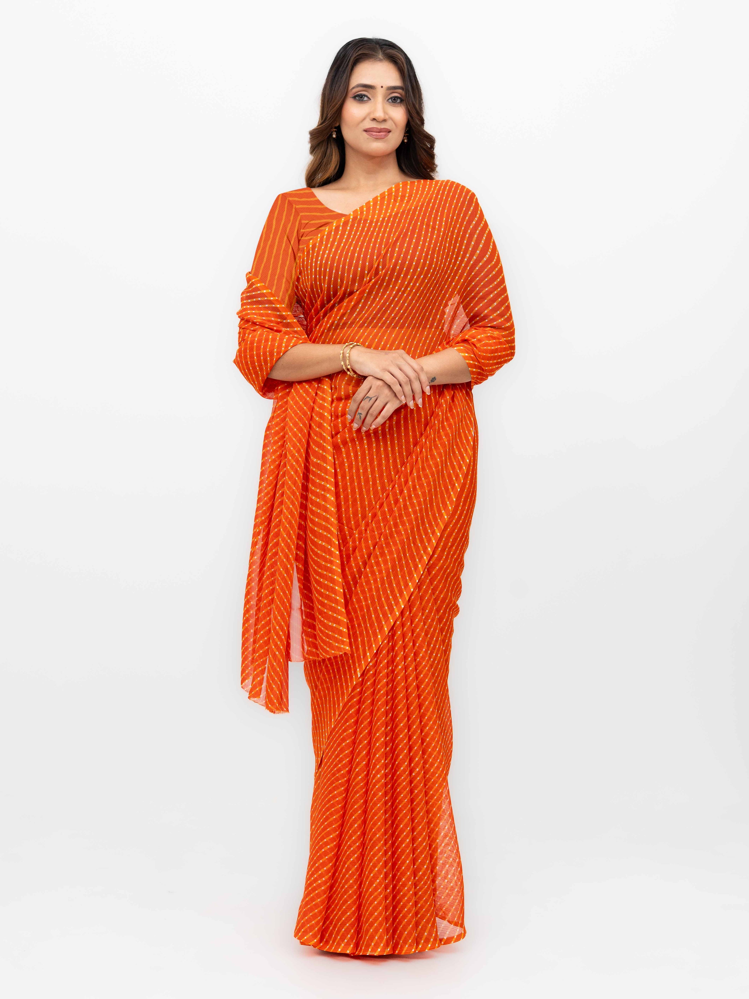 Orange Chiffon Saree