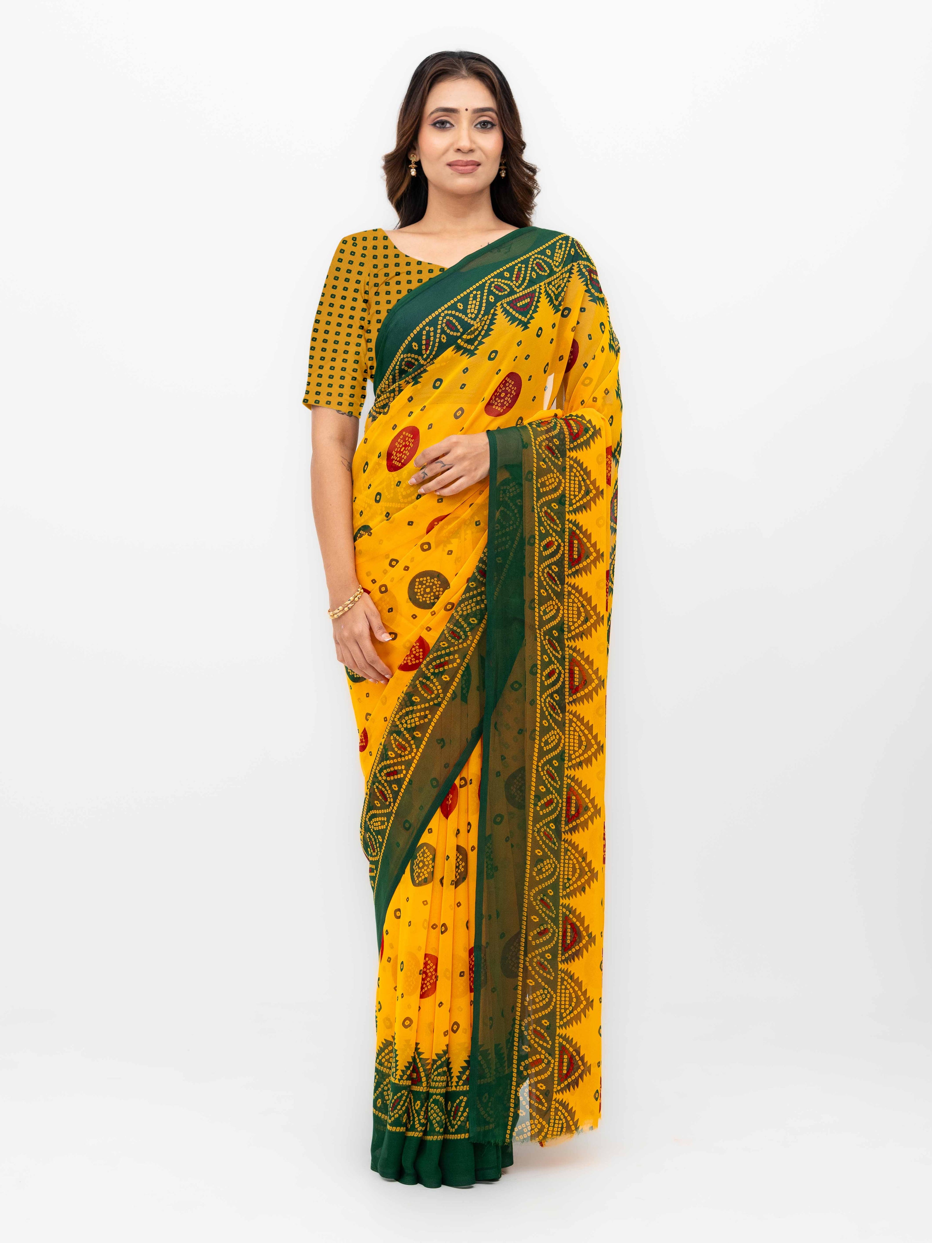 Yellow Chiffon Saree