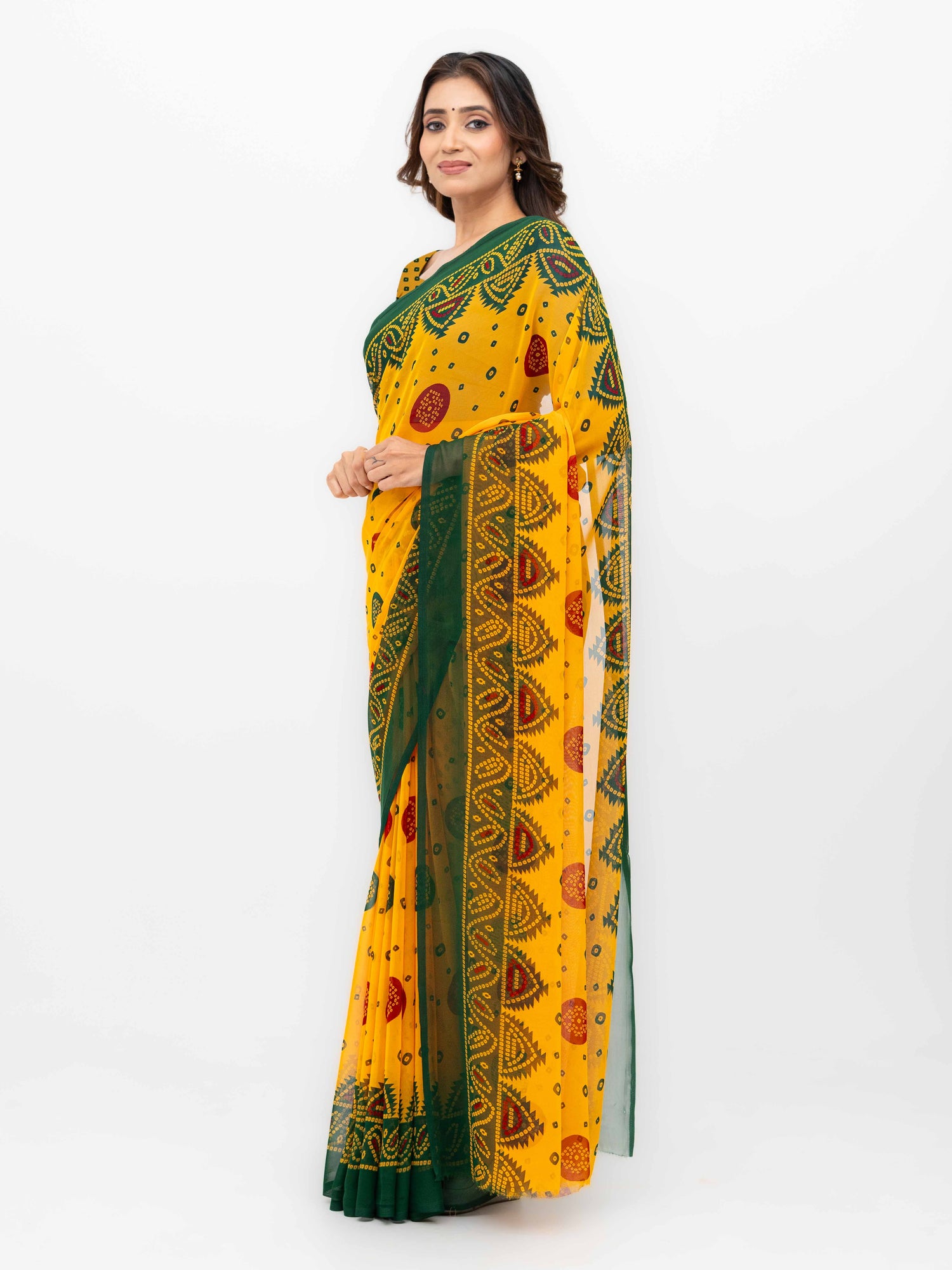 Yellow Chiffon Saree