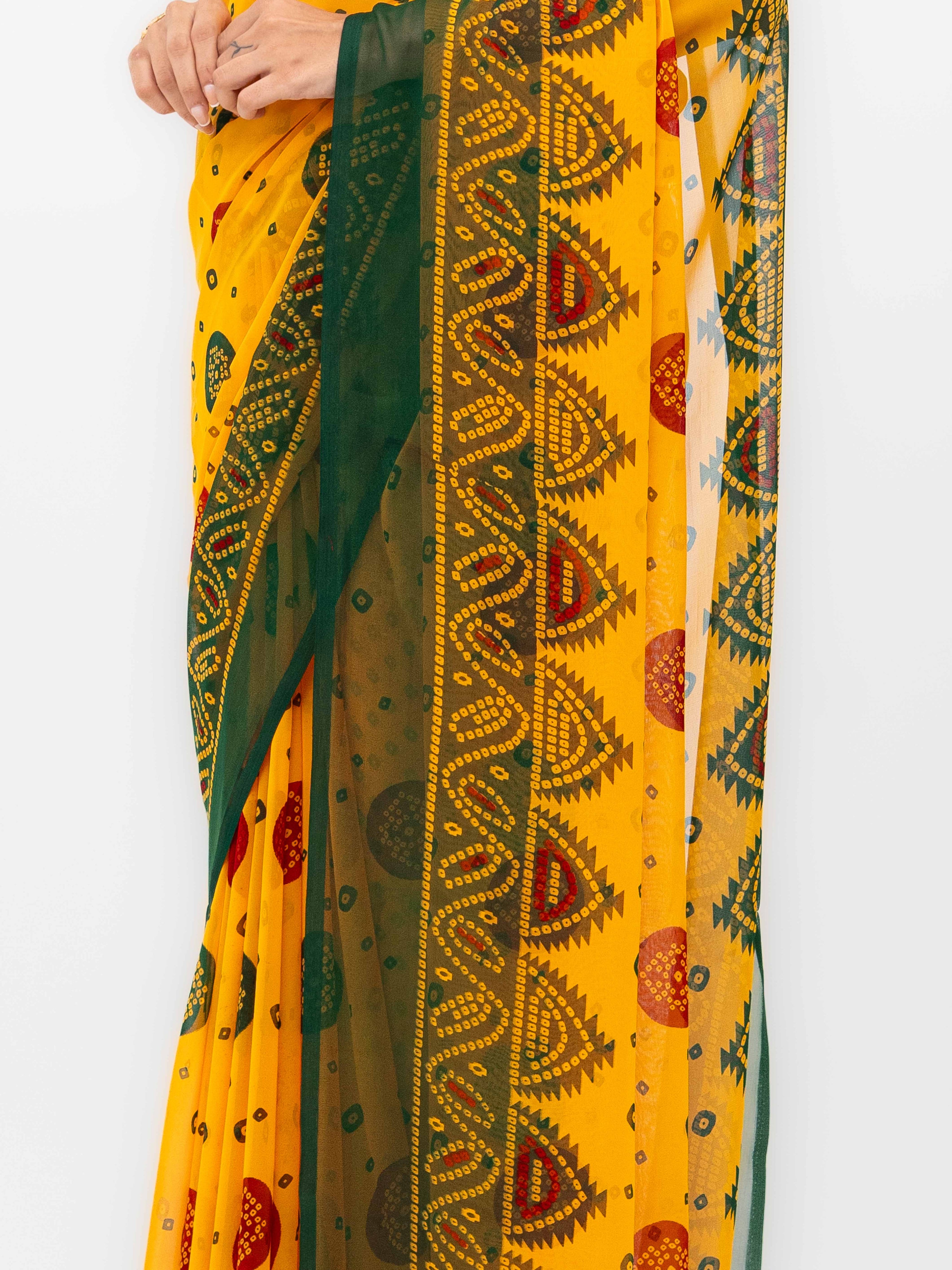 Yellow Chiffon Saree