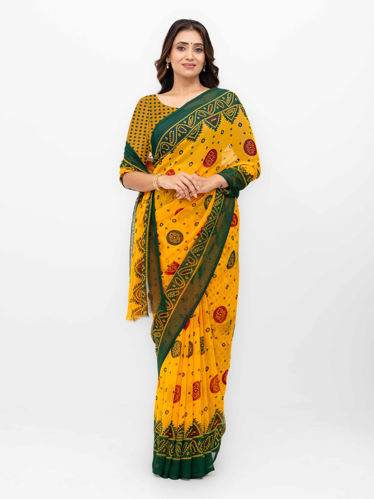 Yellow Chiffon Saree
