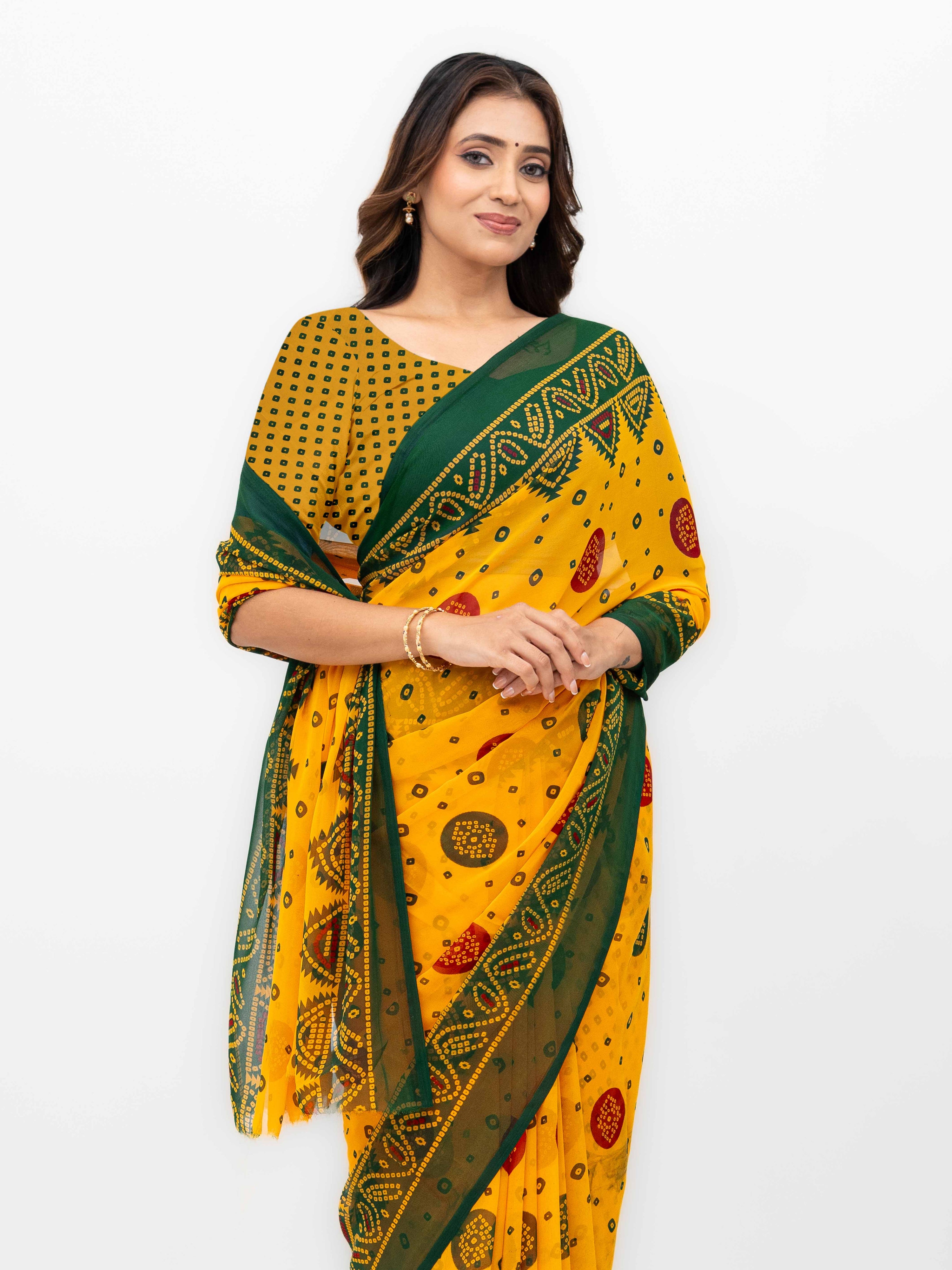 Yellow Chiffon Saree
