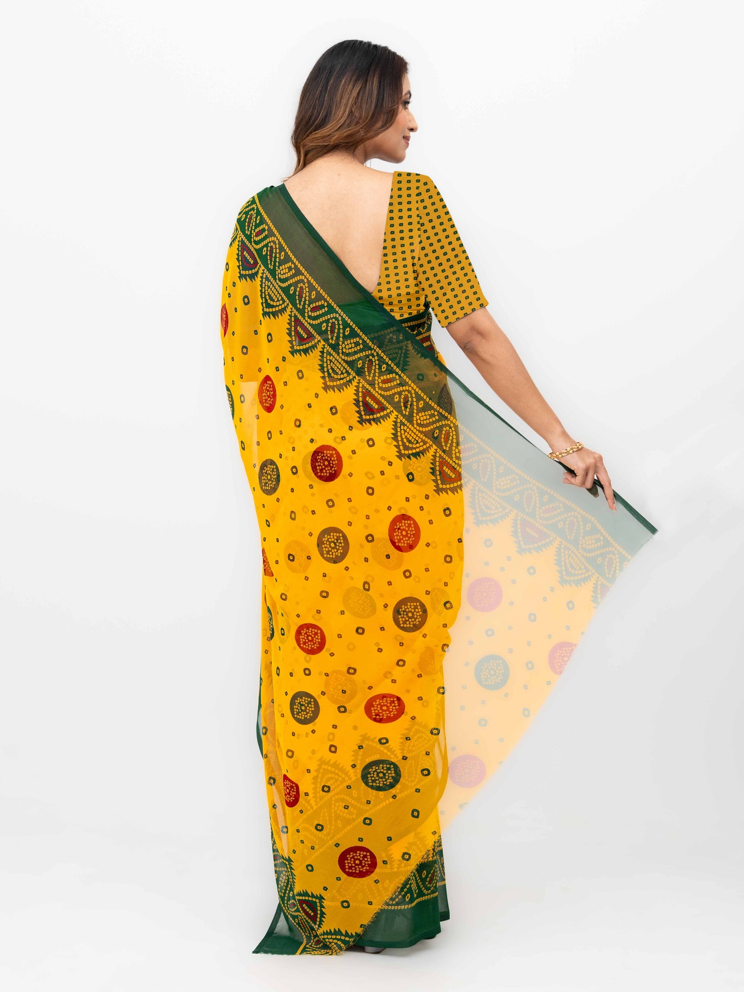 Yellow Chiffon Saree