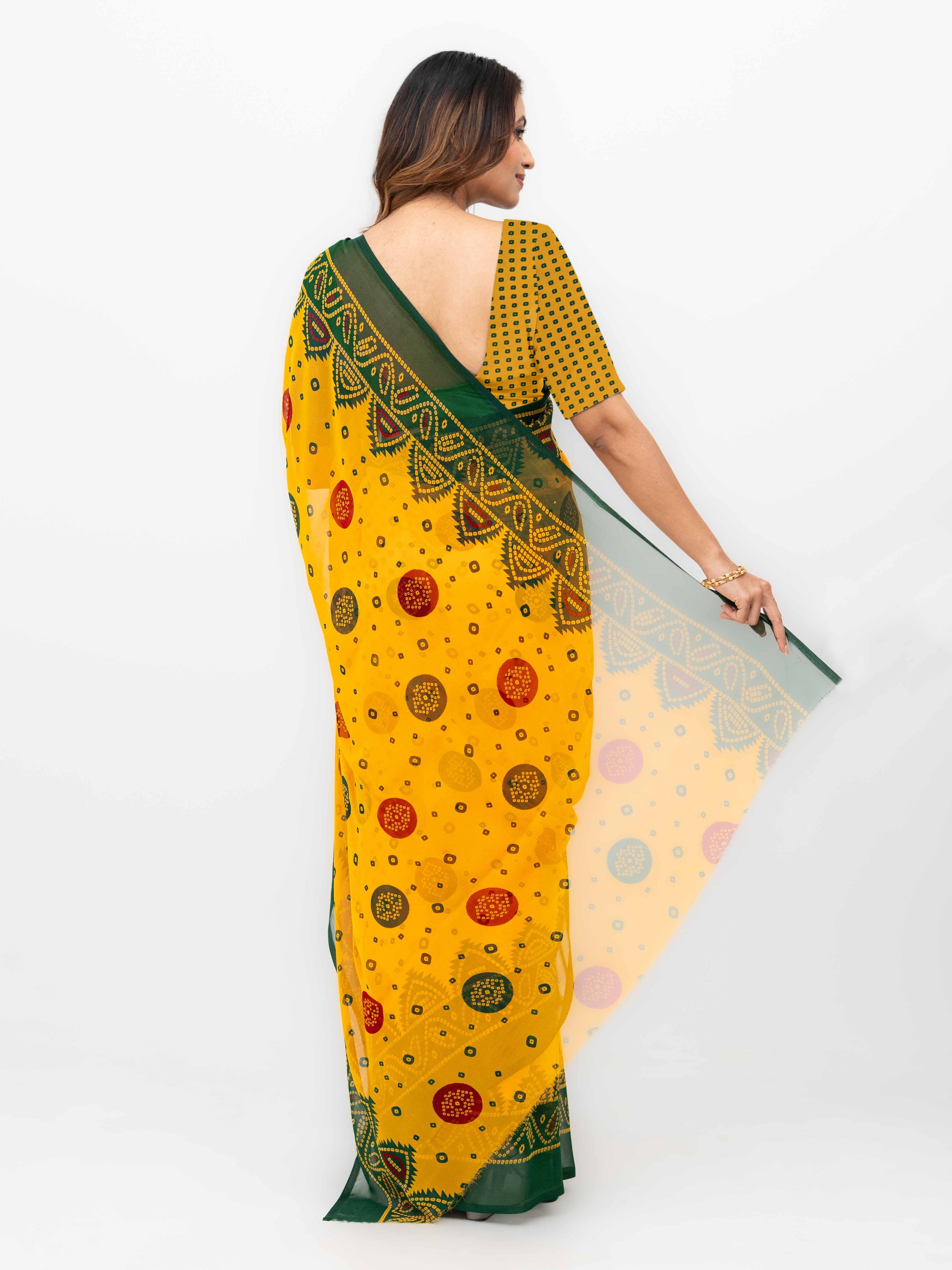 Yellow Chiffon Saree