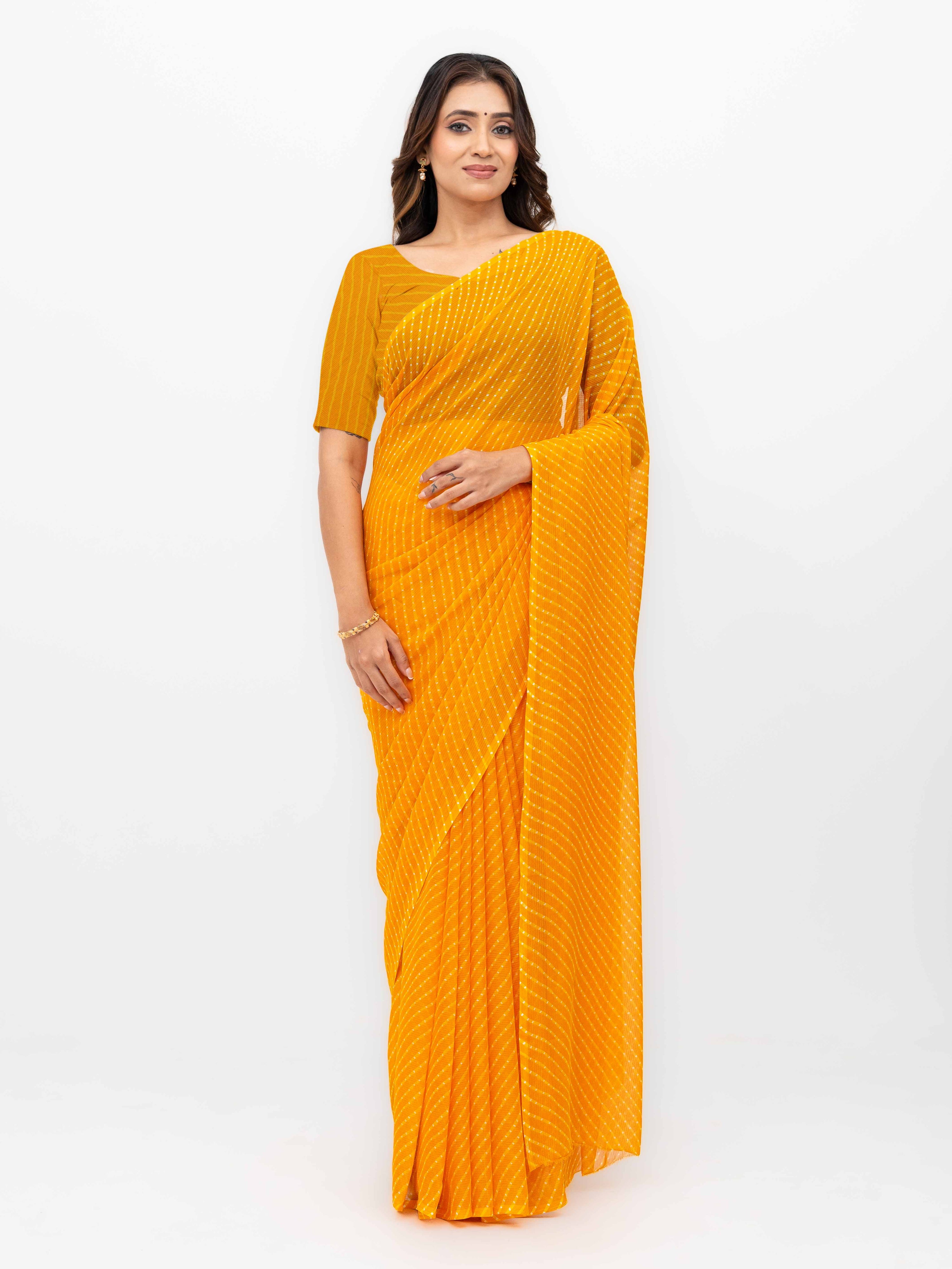 Yellow Chiffon Saree