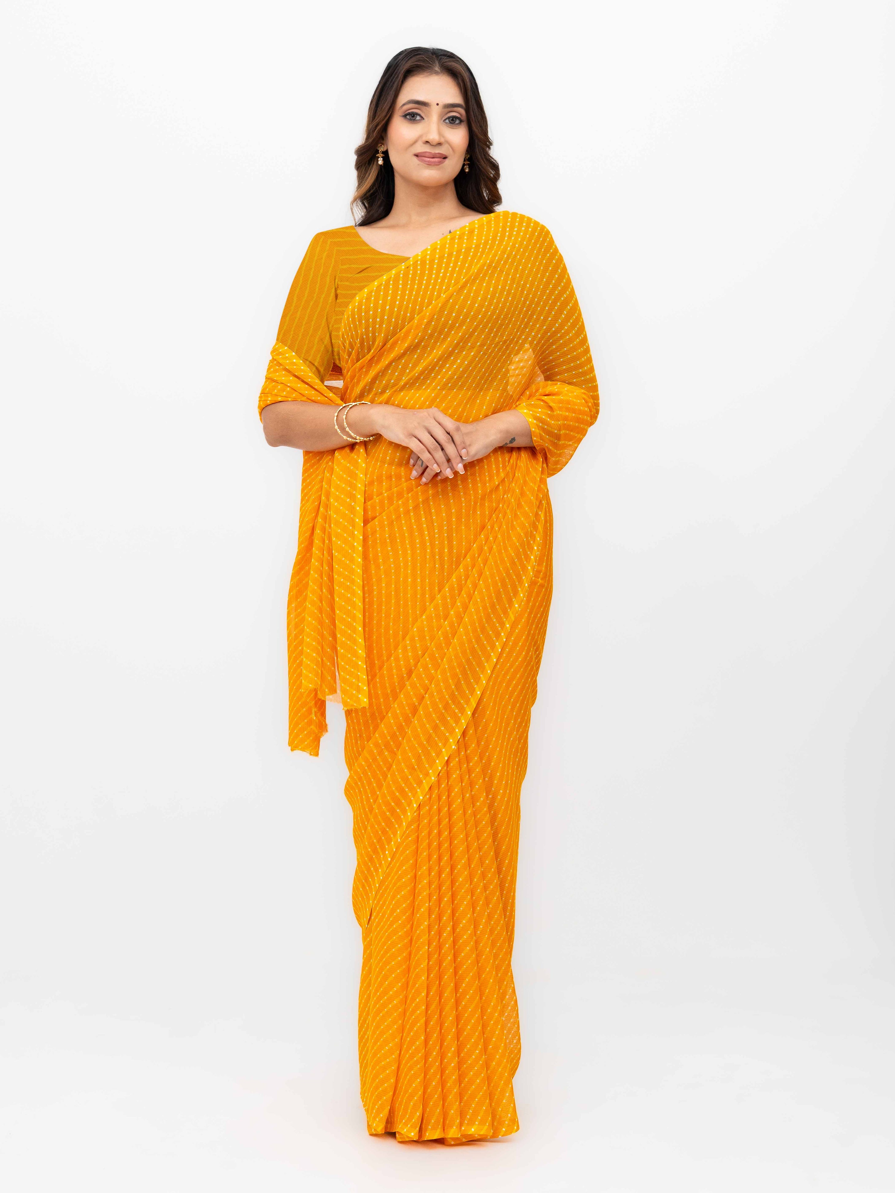Yellow Chiffon Saree
