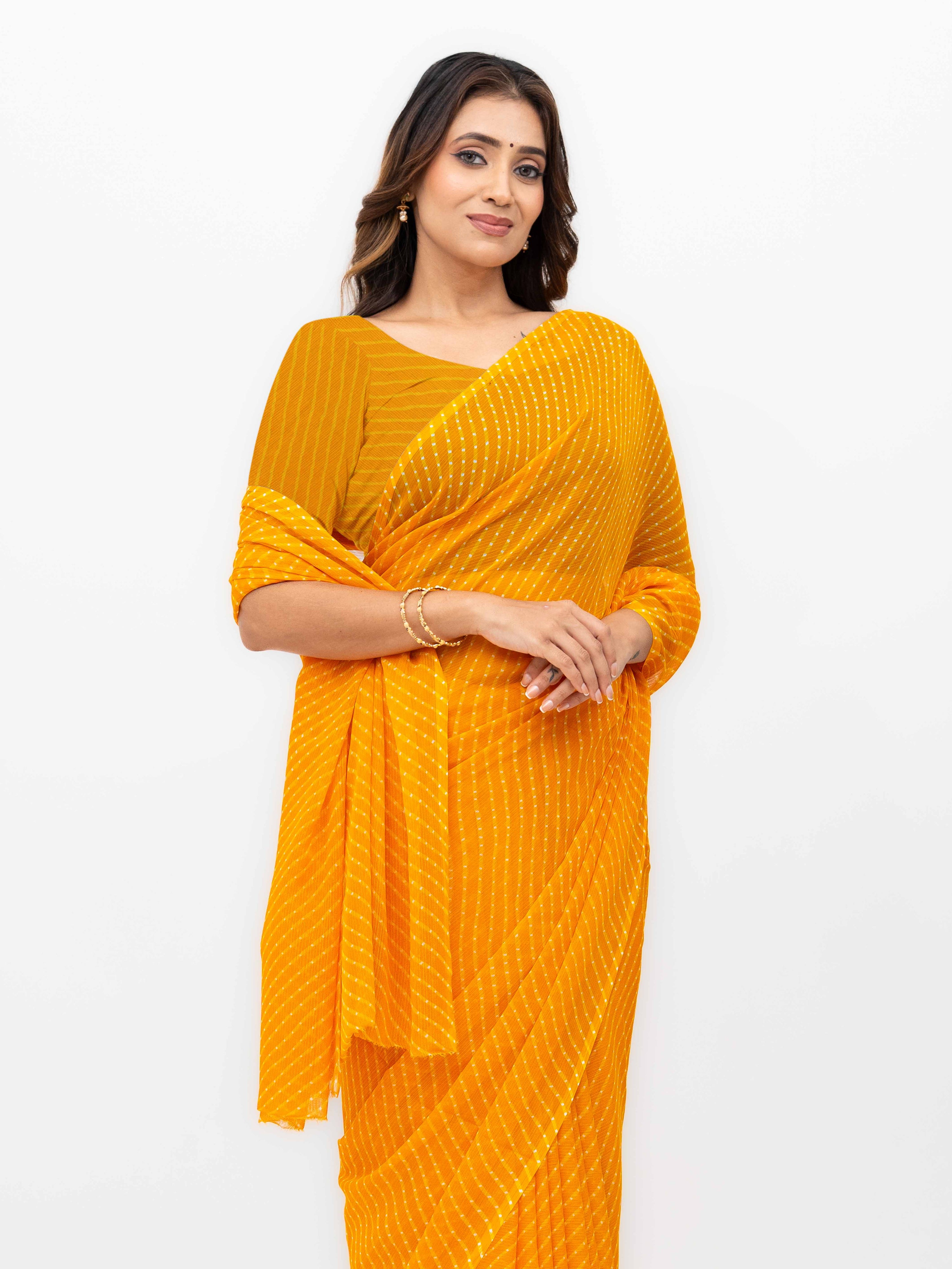 Yellow Chiffon Saree