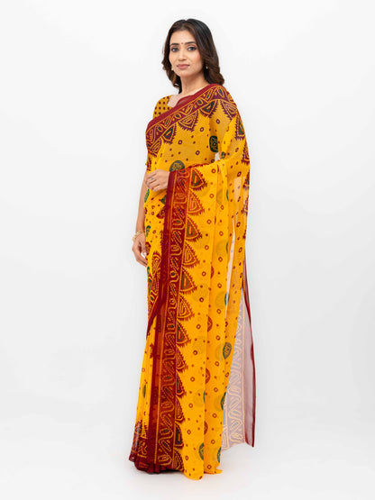Yellow Chiffon Saree