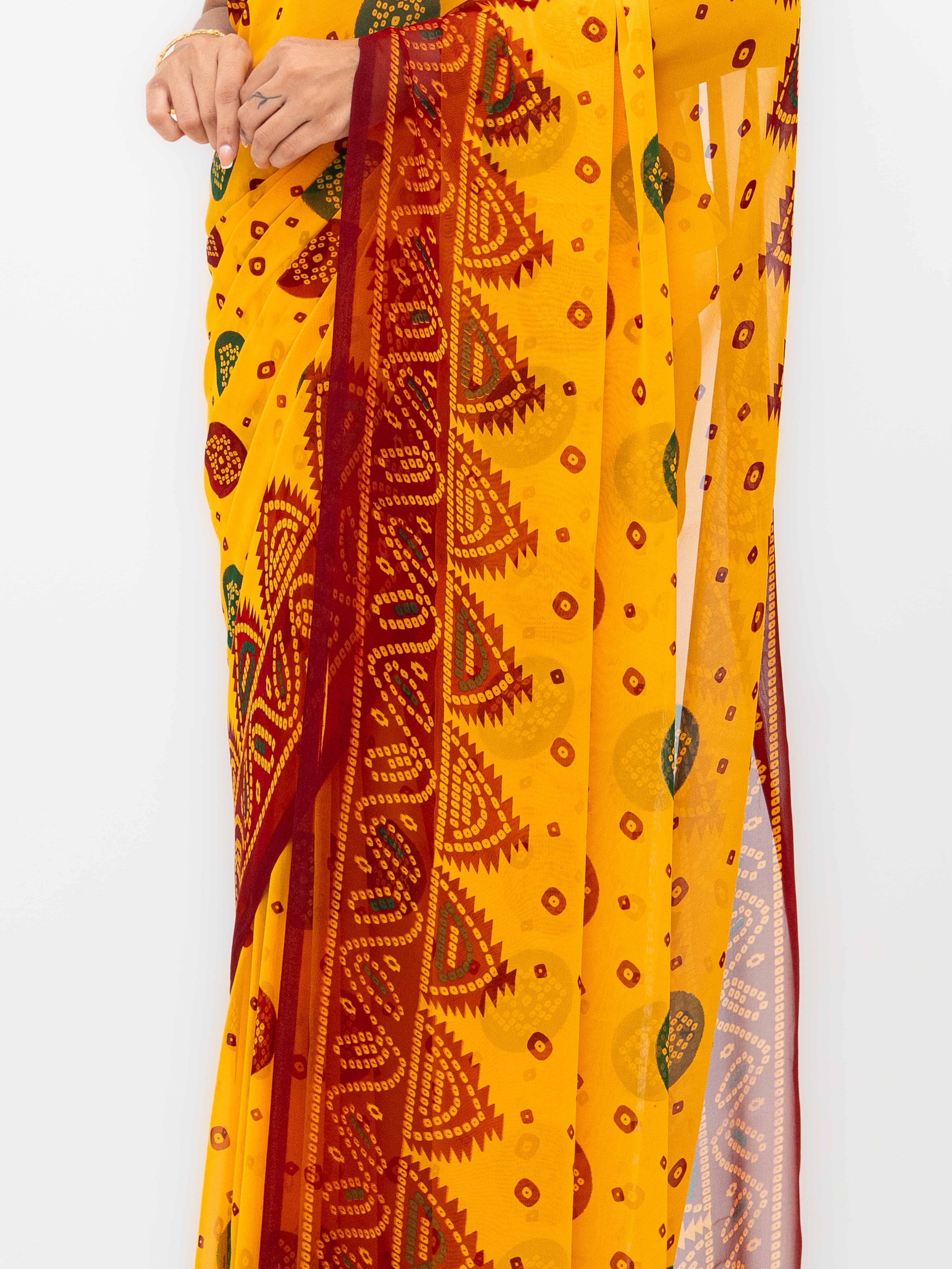 Yellow Chiffon Saree