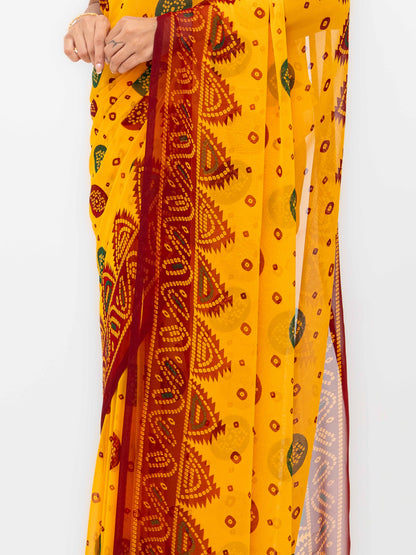 Yellow Chiffon Saree
