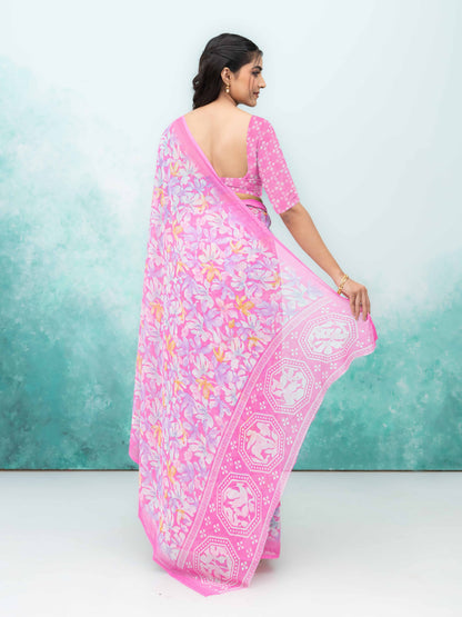 Pink Georgette Saree