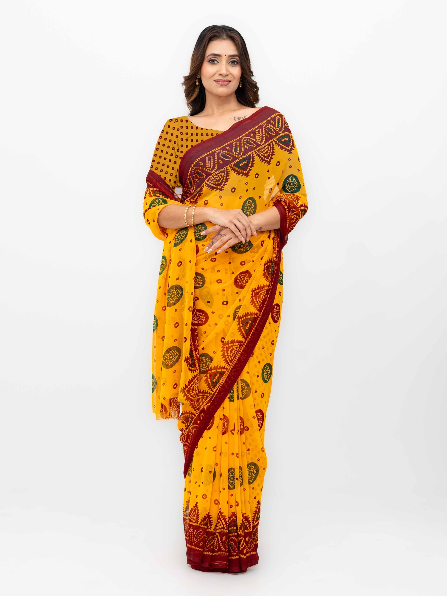 Yellow Chiffon Saree