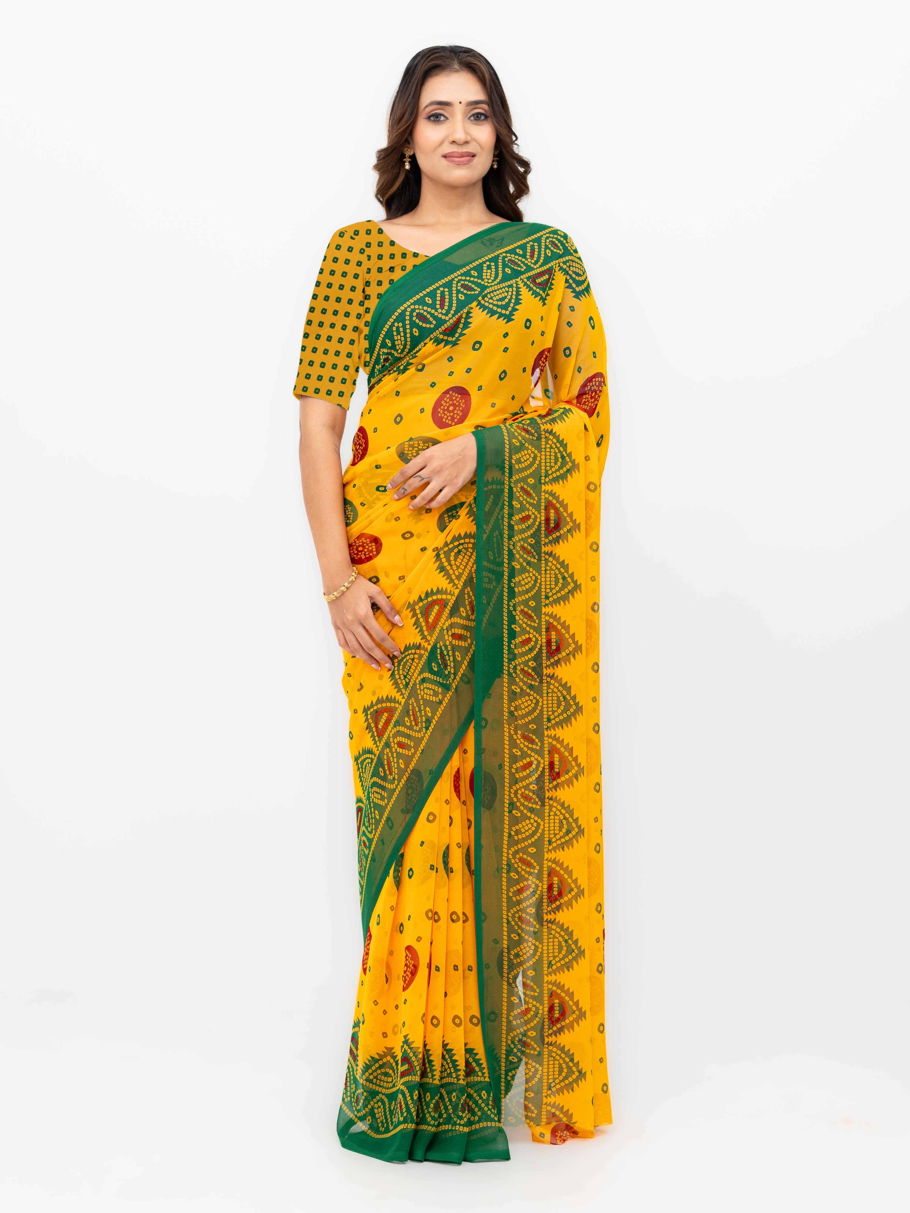 Yellow Chiffon Saree