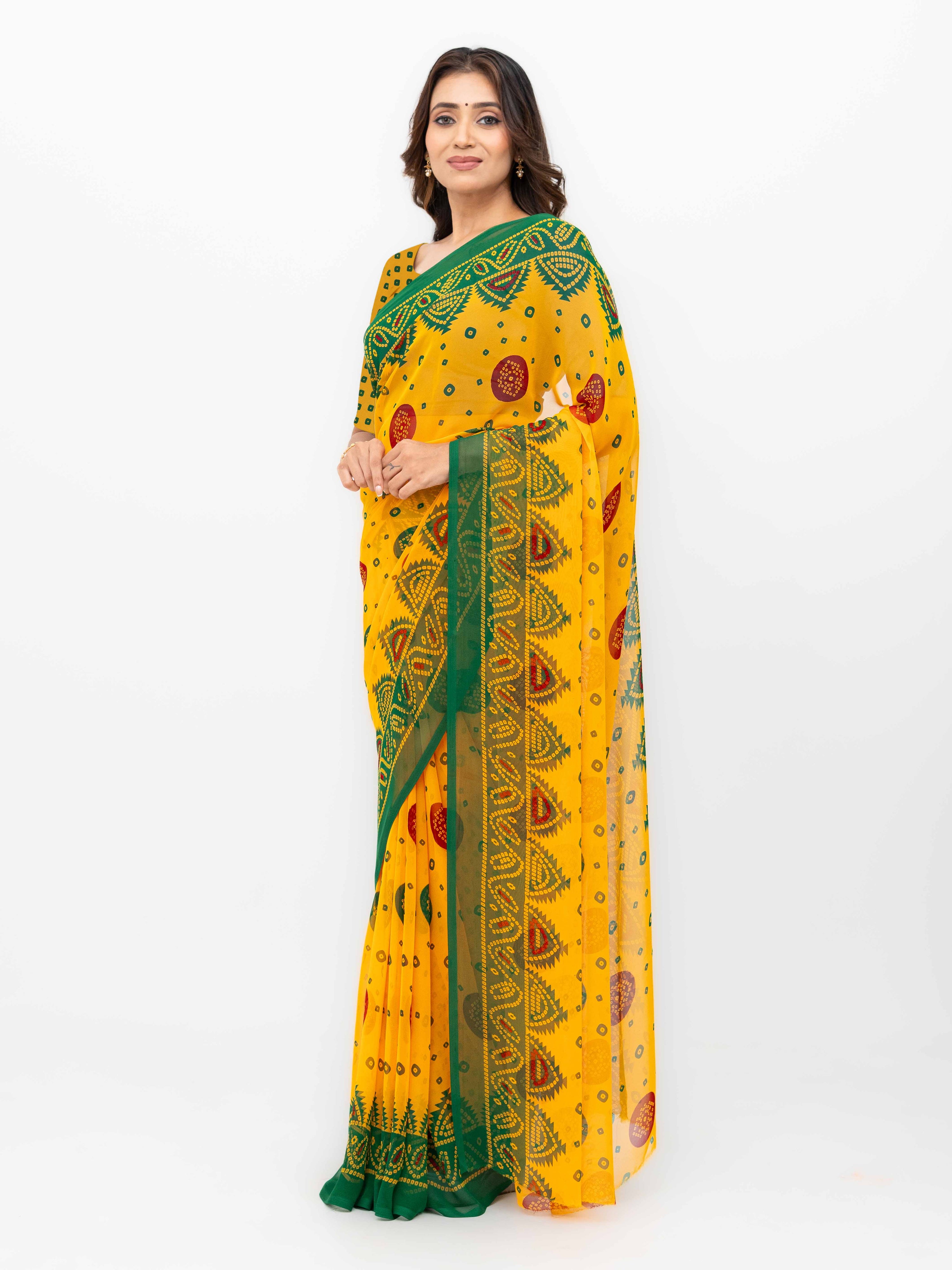 Yellow Chiffon Saree