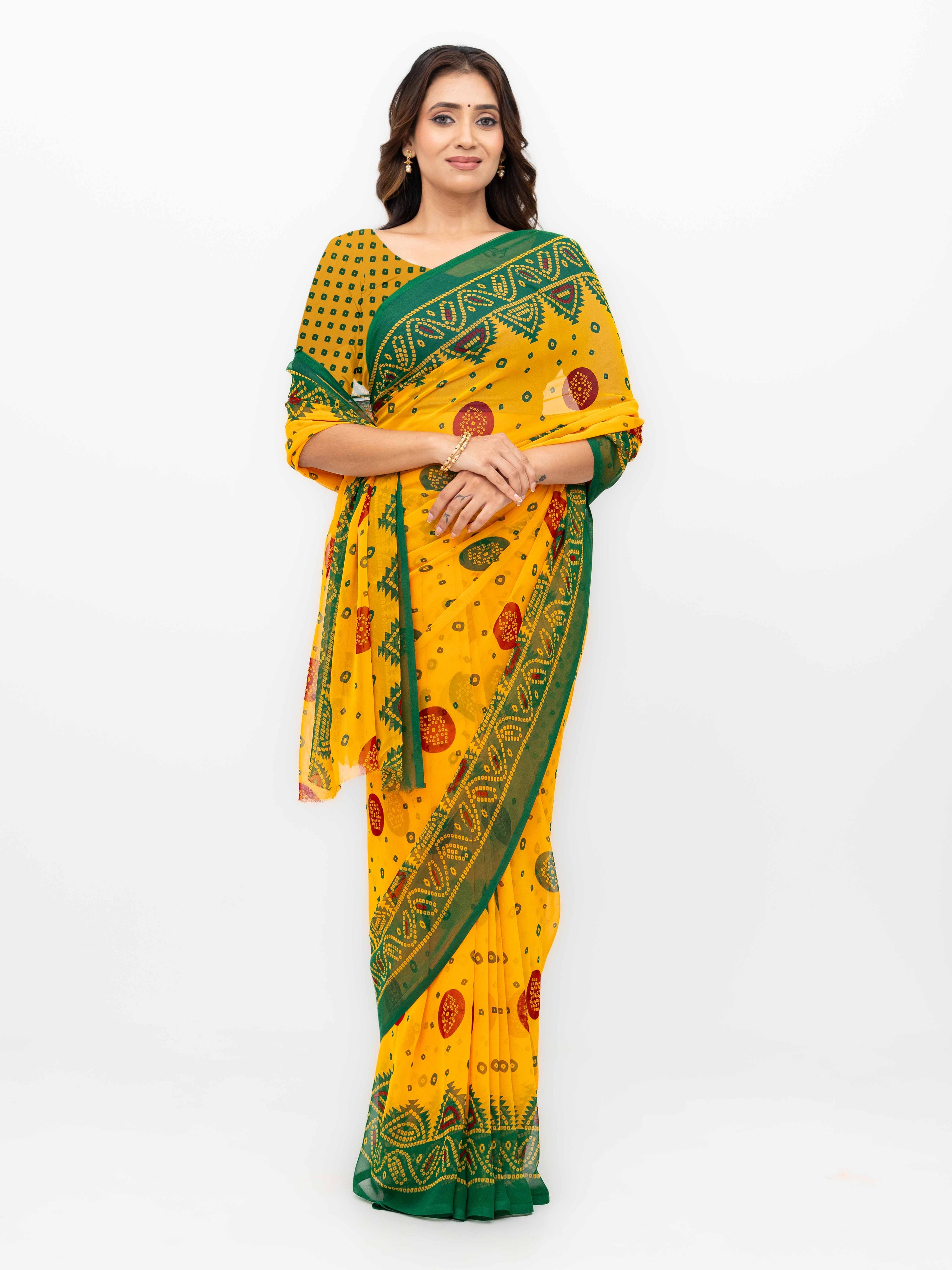 Yellow Chiffon Saree