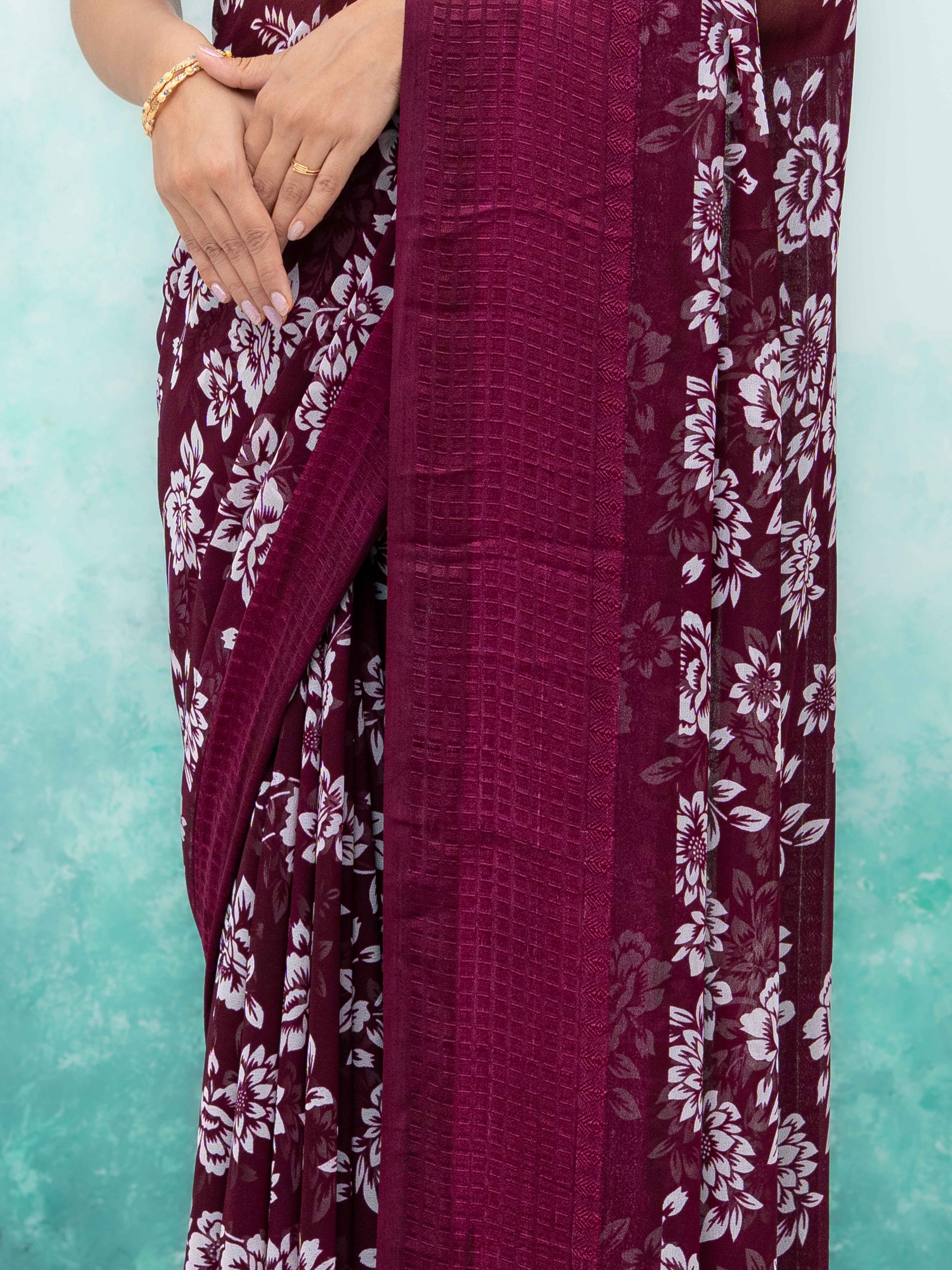 Wine Georgette Saree