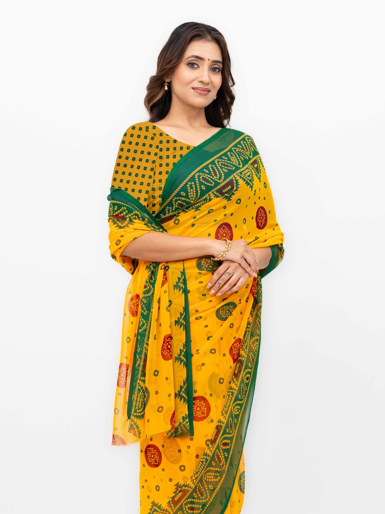 Yellow Chiffon Saree