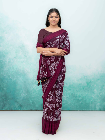 Wine Georgette Saree