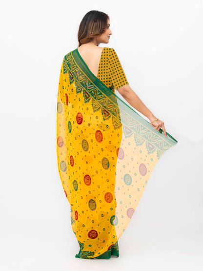 Yellow Chiffon Saree