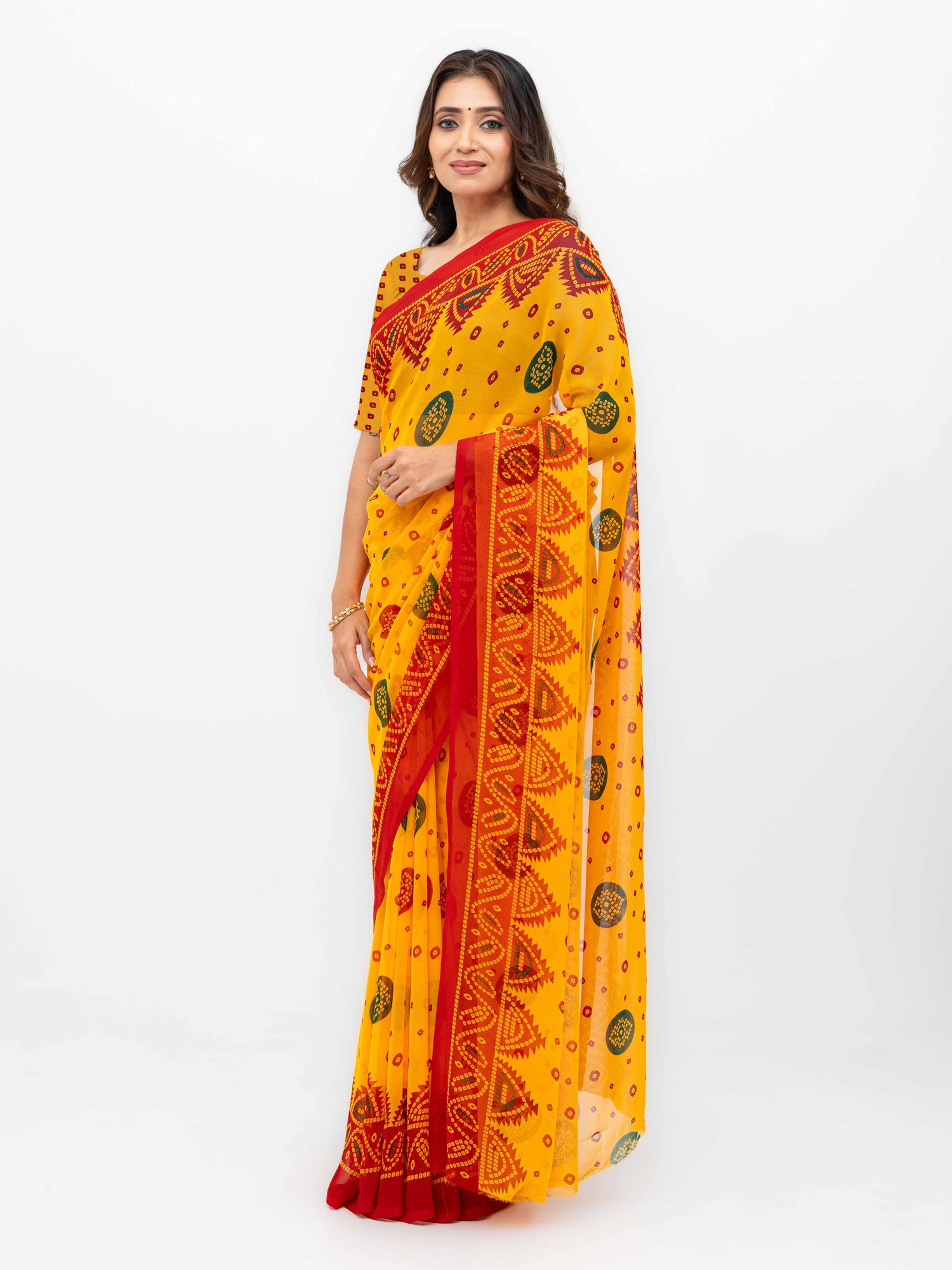 Yellow Chiffon Saree