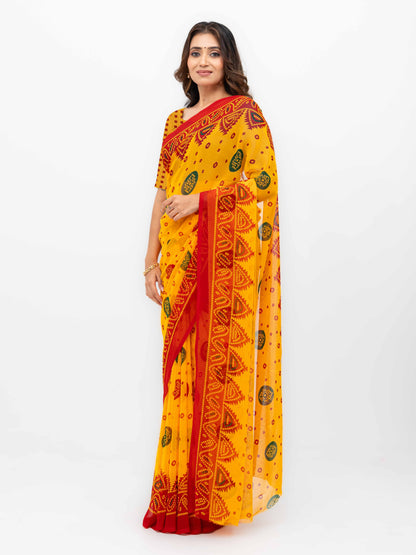 Yellow Chiffon Saree