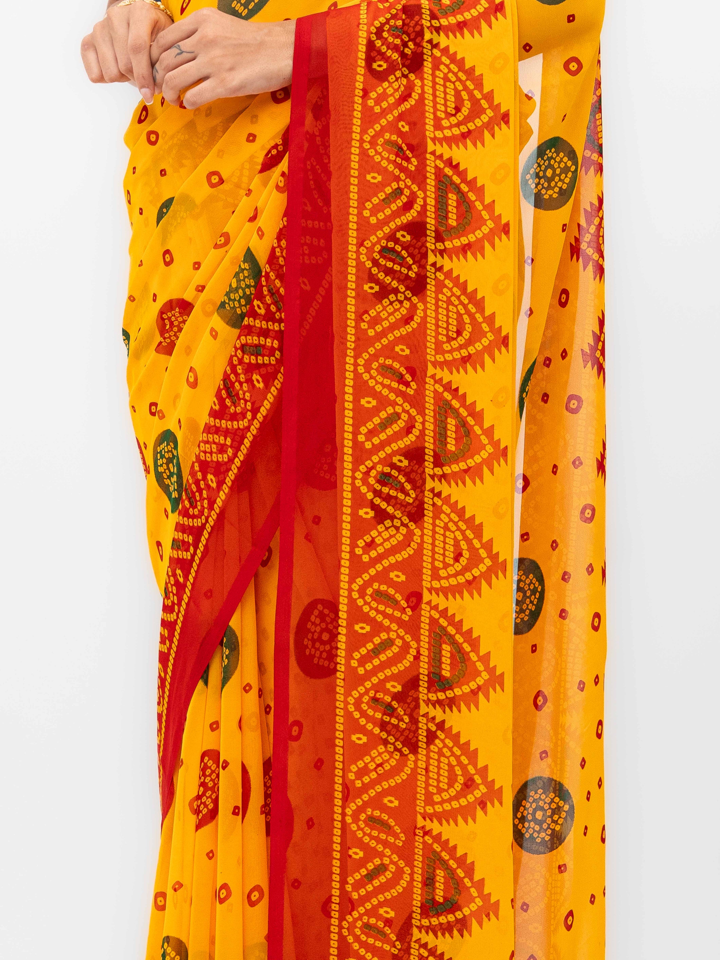 Yellow Chiffon Saree