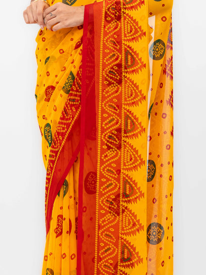 Yellow Chiffon Saree