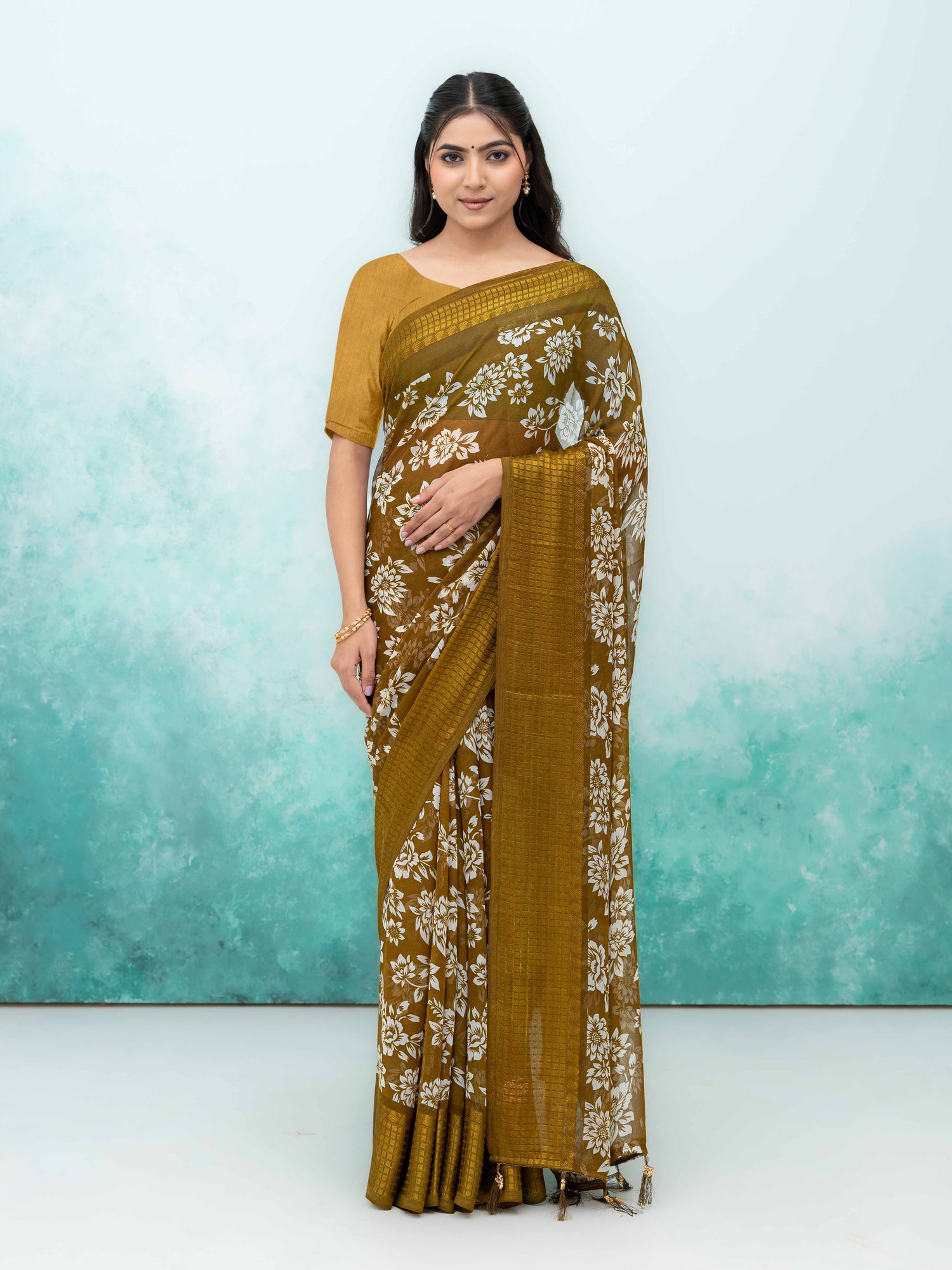 Mehndi Georgette Saree