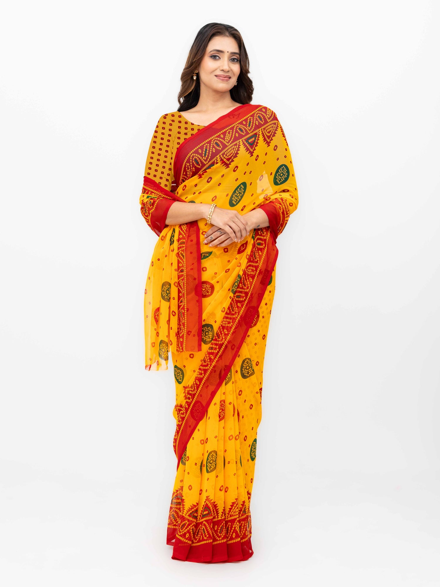 Yellow Chiffon Saree