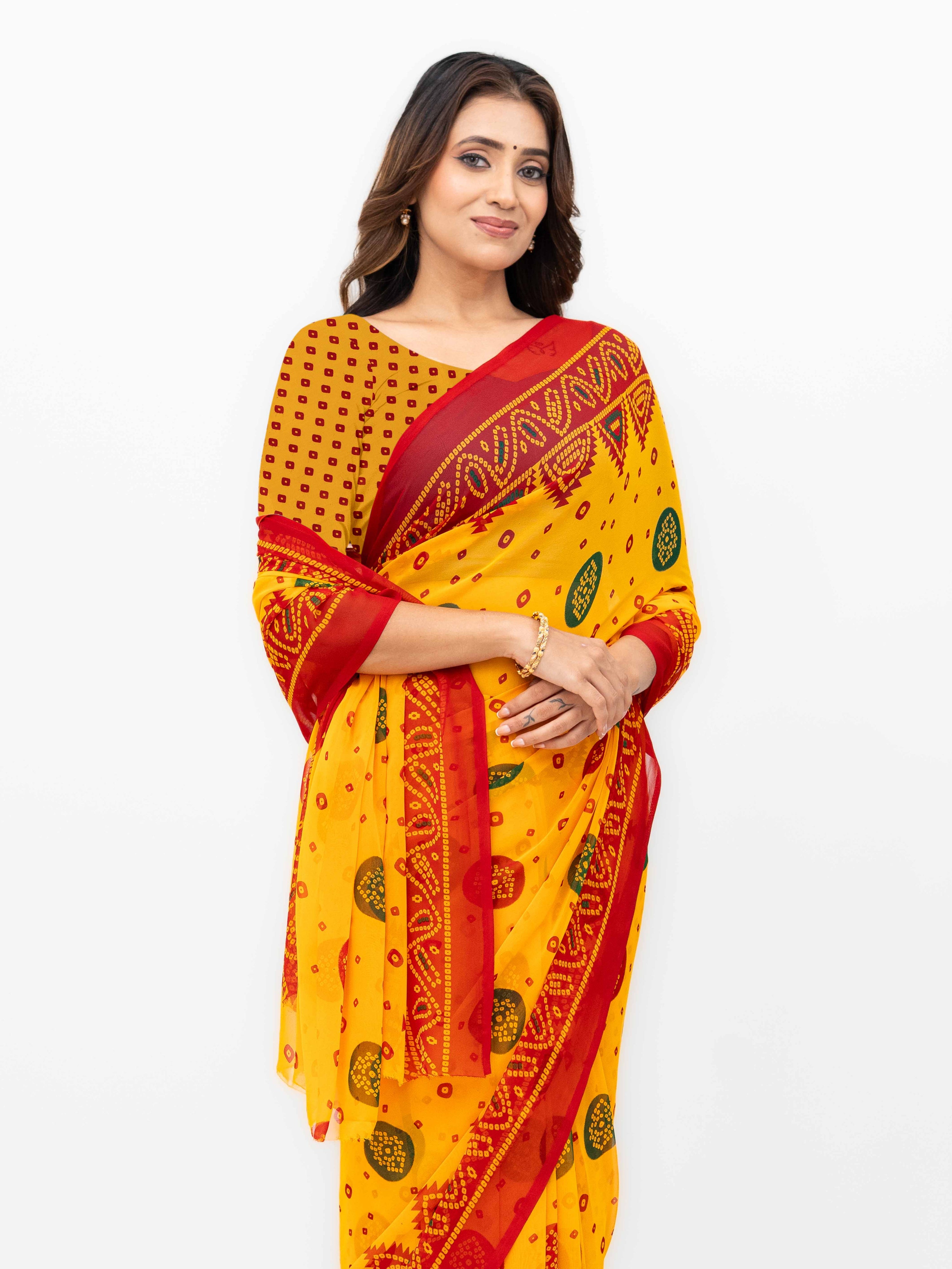 Yellow Chiffon Saree