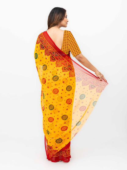 Yellow Chiffon Saree