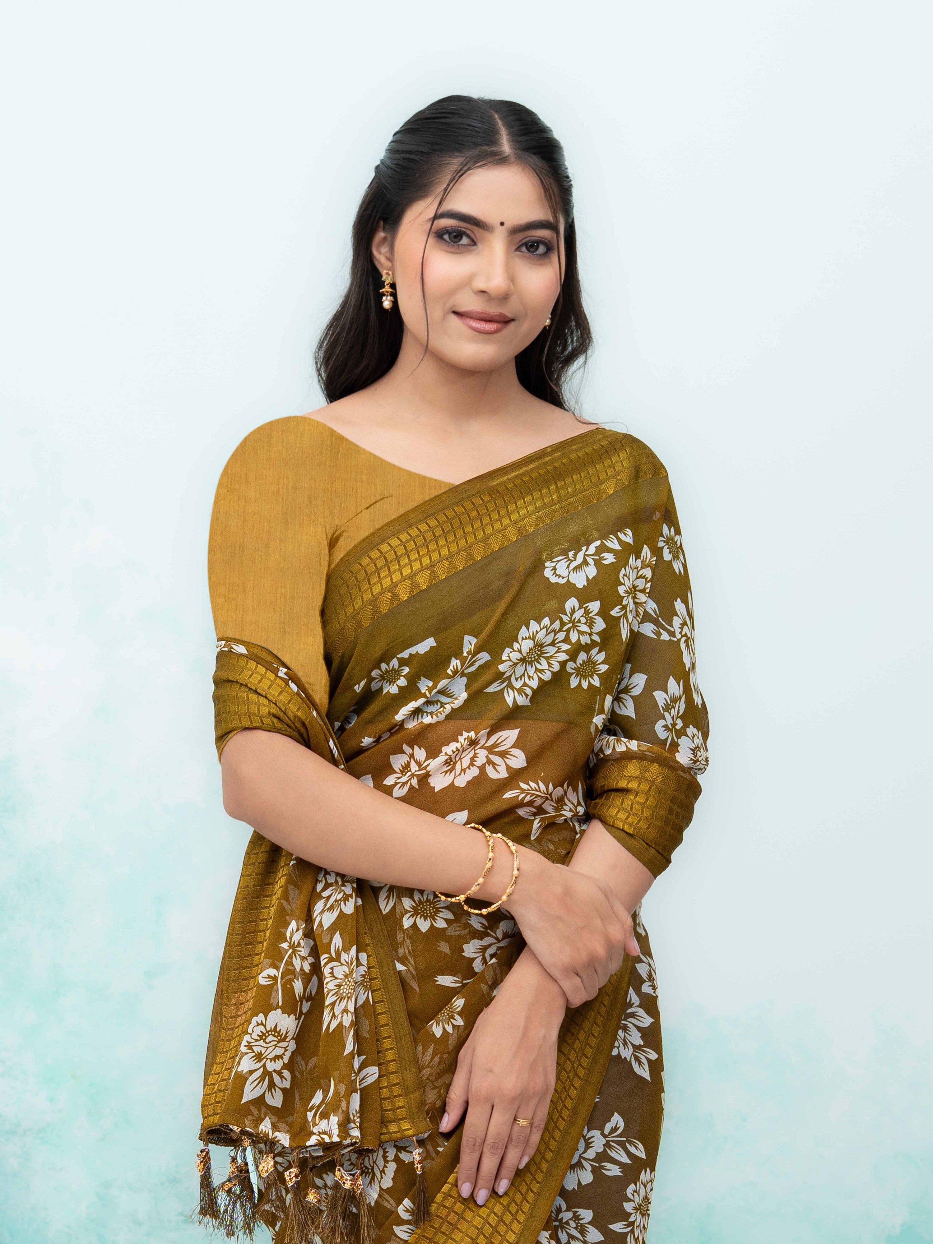 Mehndi Georgette Saree