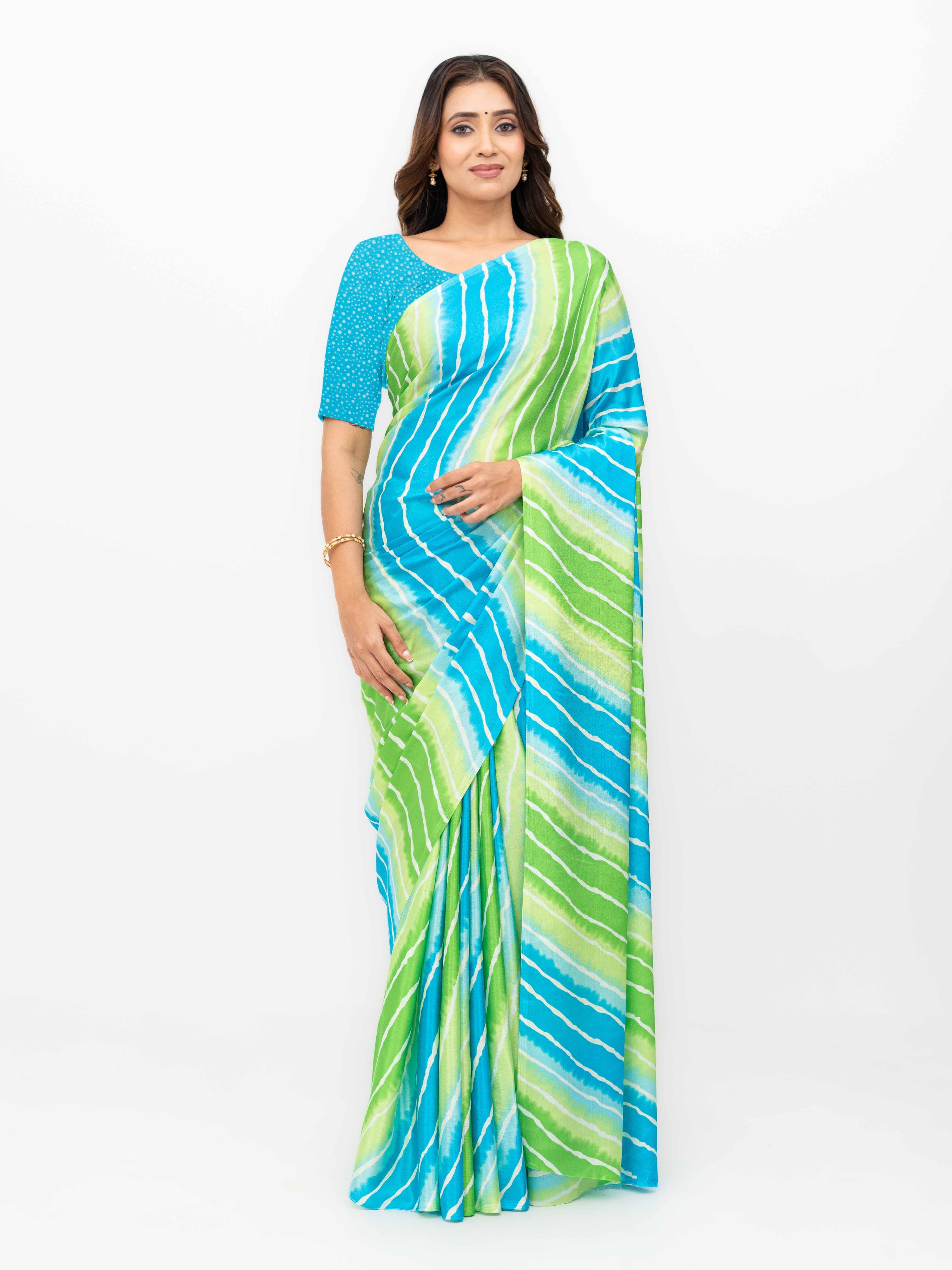 Blue&amp; Green Coral Silk Saree