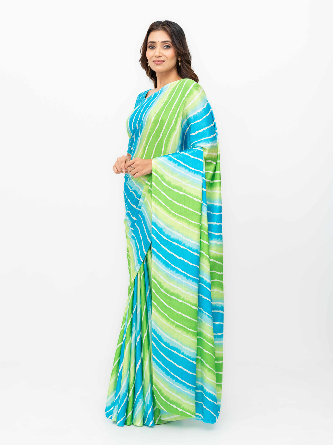Blue&amp; Green Coral Silk Saree