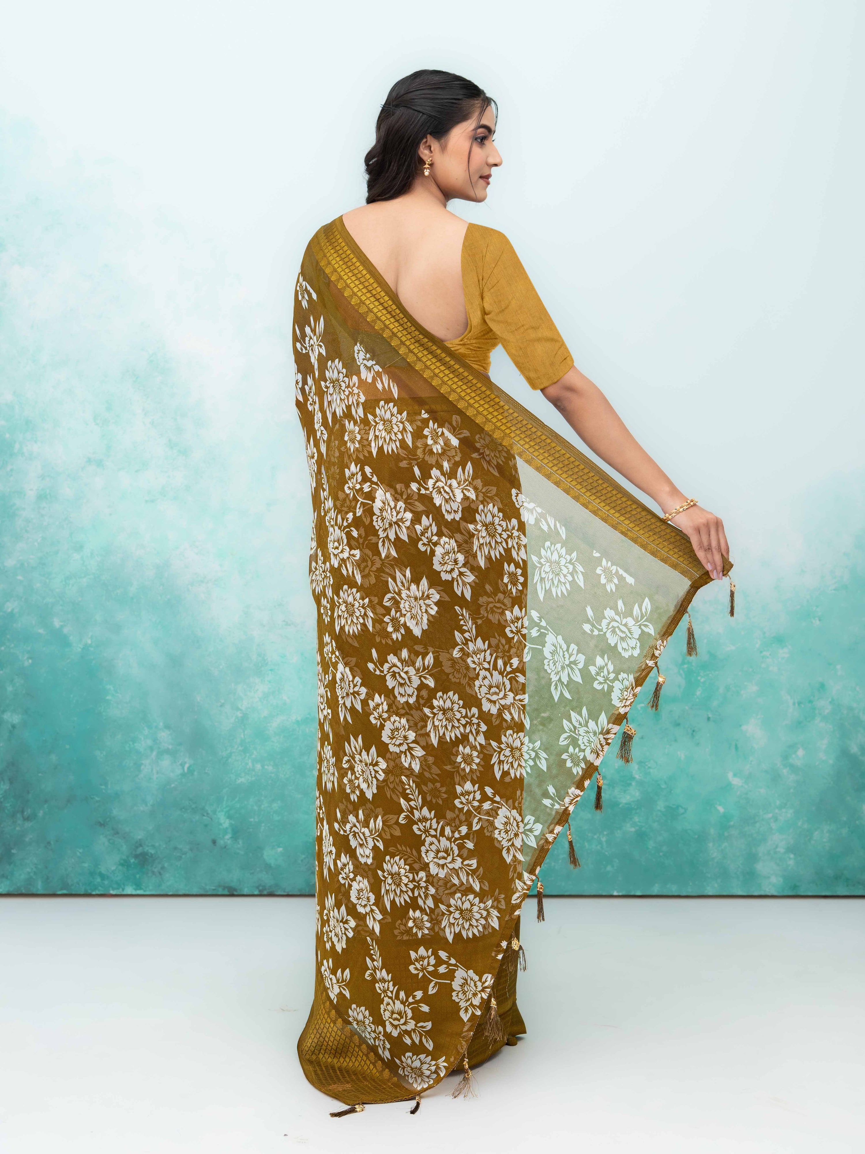 Mehndi Georgette Saree