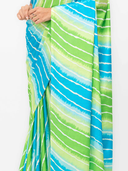 Blue&amp; Green Coral Silk Saree