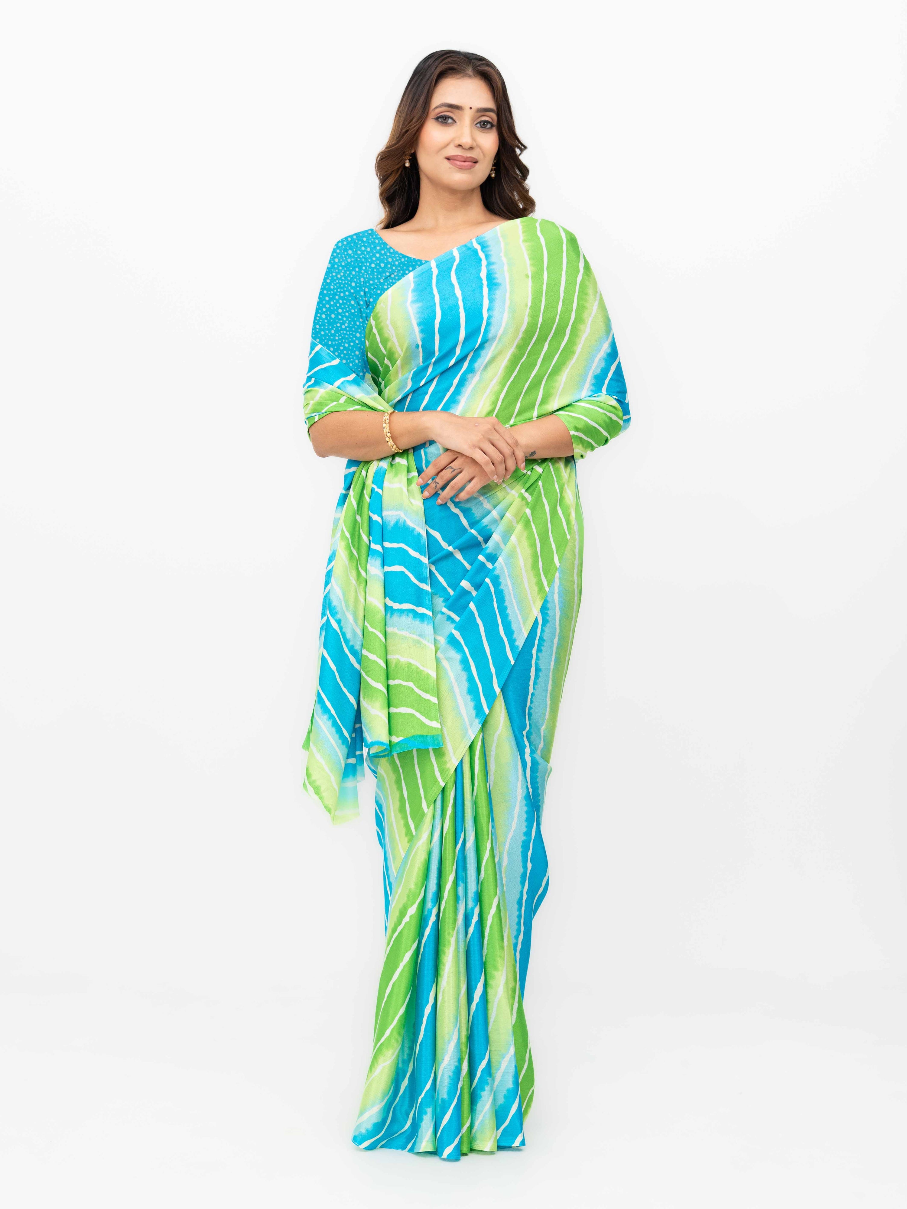 Blue&amp; Green Coral Silk Saree