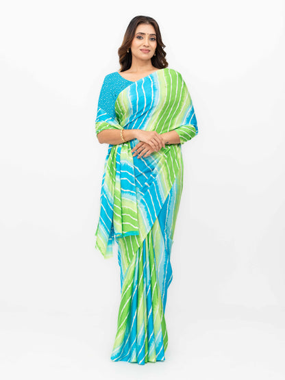 Blue&amp; Green Coral Silk Saree