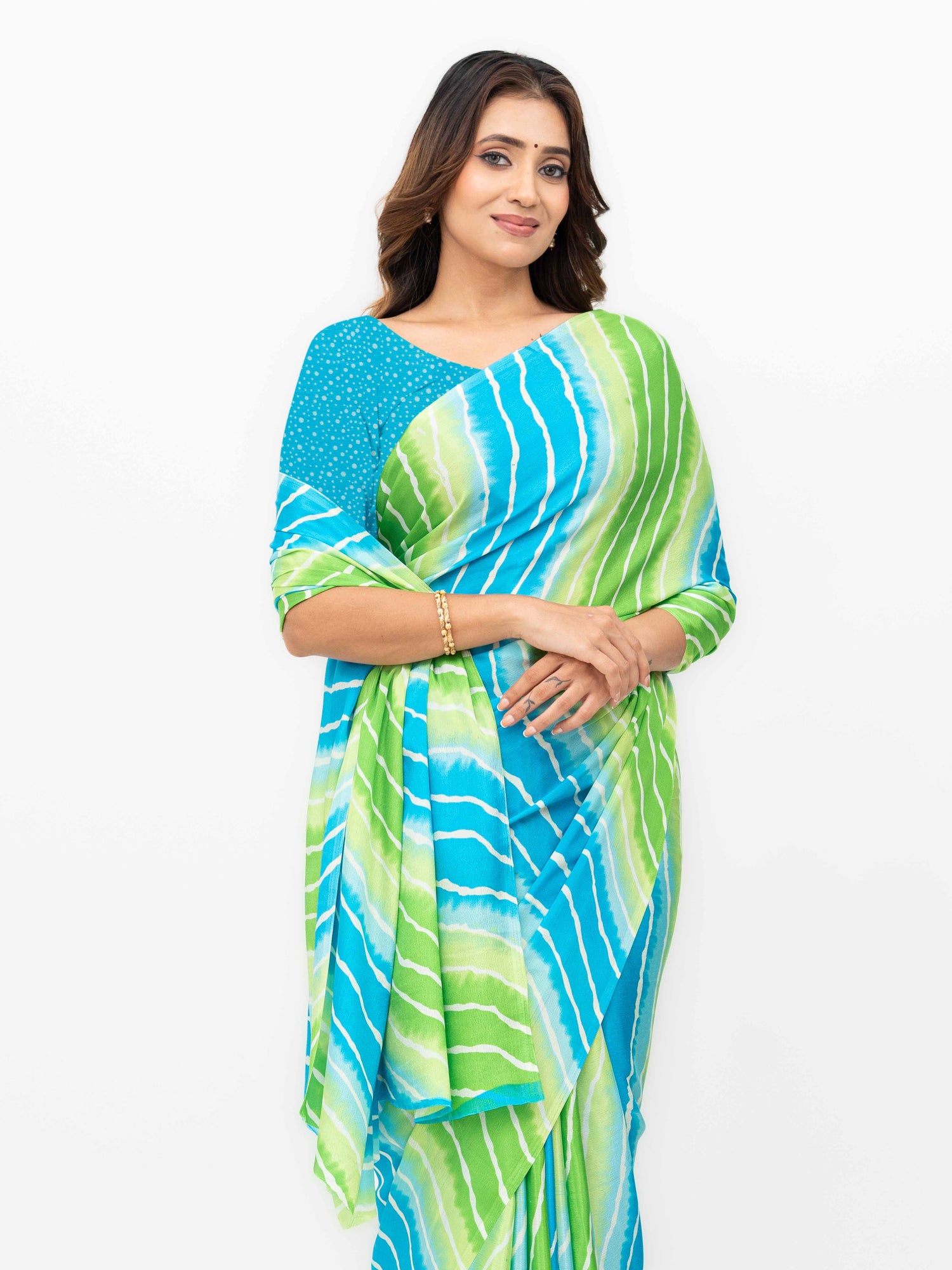 Blue&amp; Green Coral Silk Saree