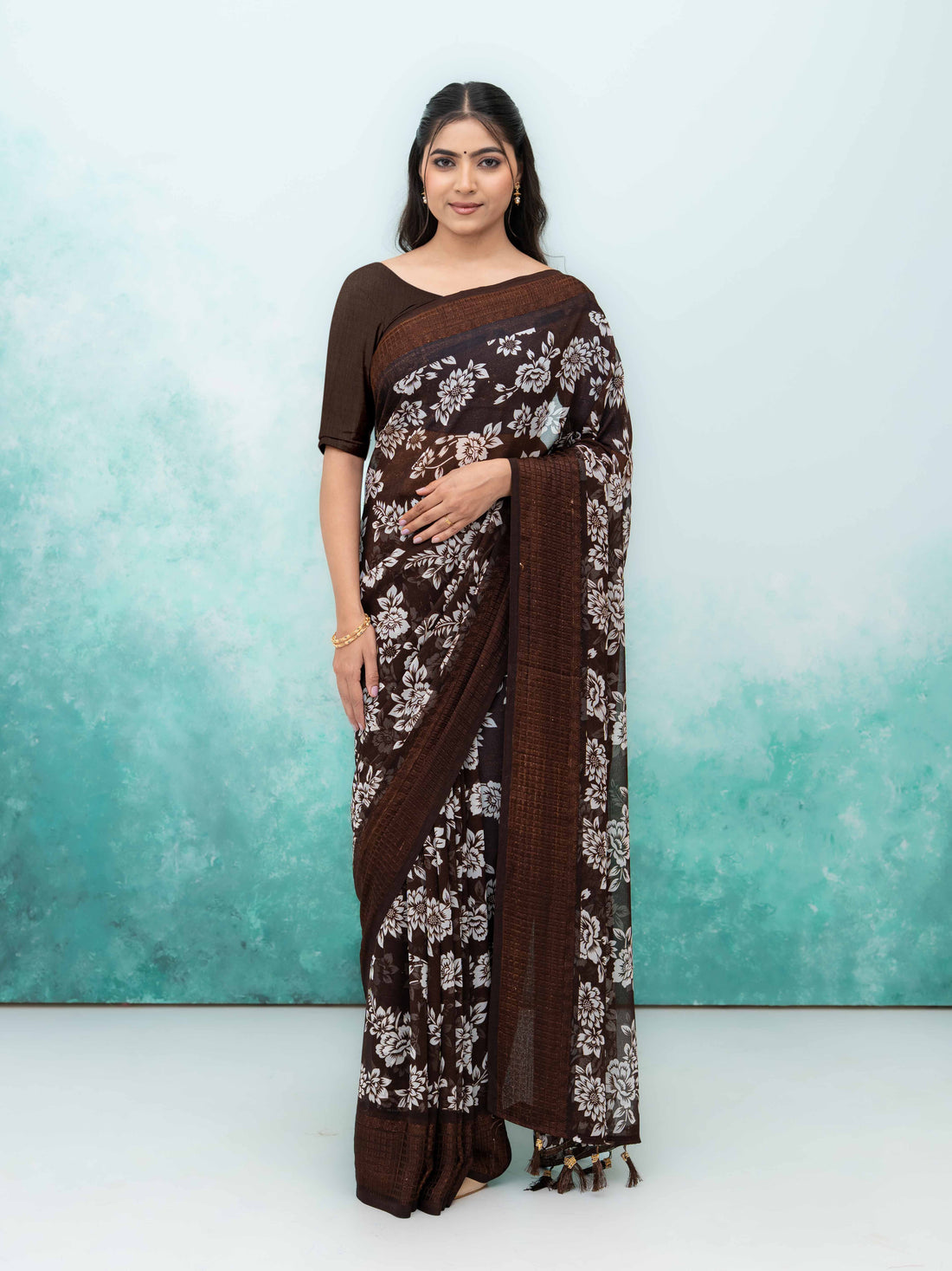 Coffee Georgette Saree