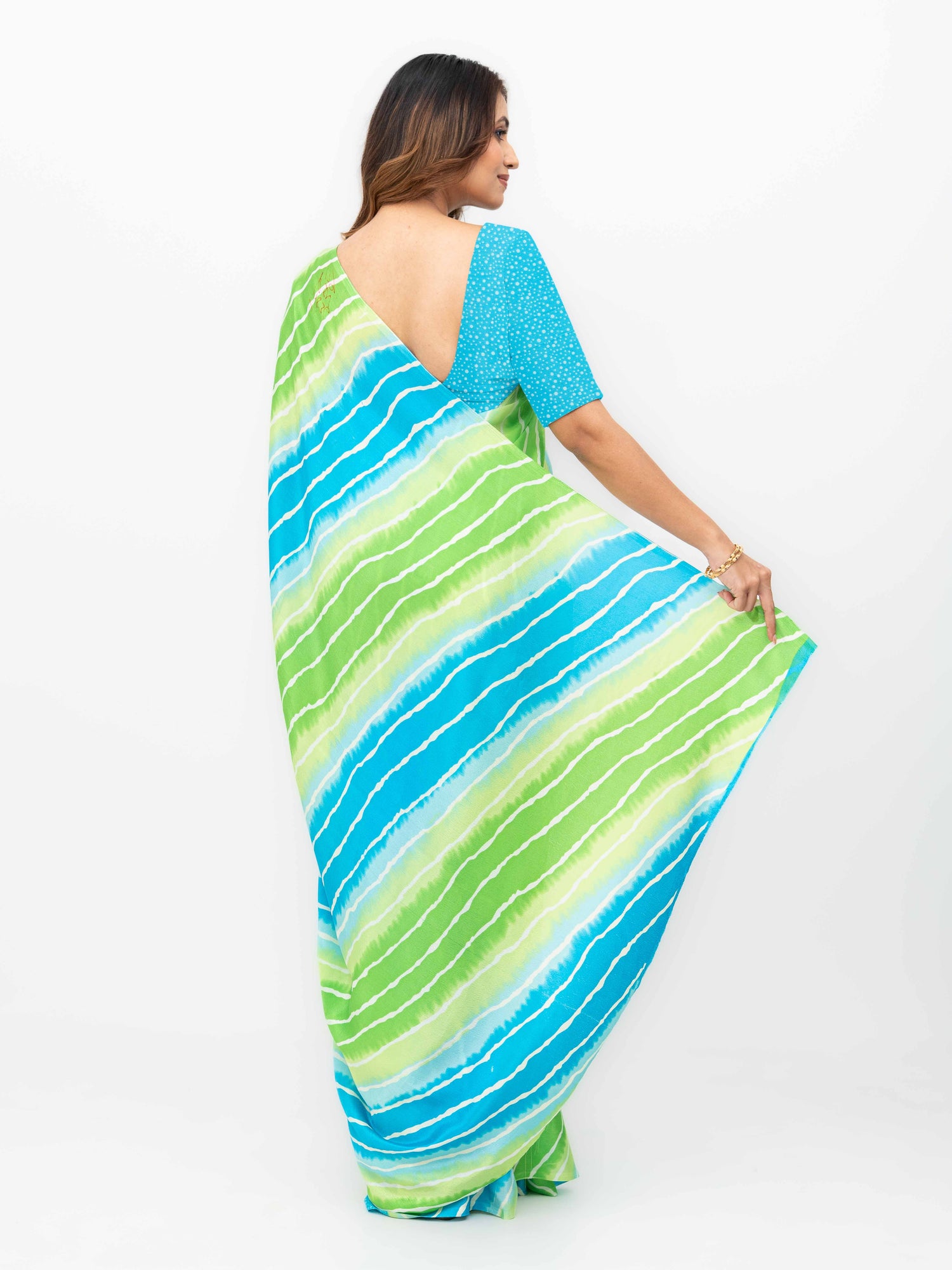 Blue&amp; Green Coral Silk Saree